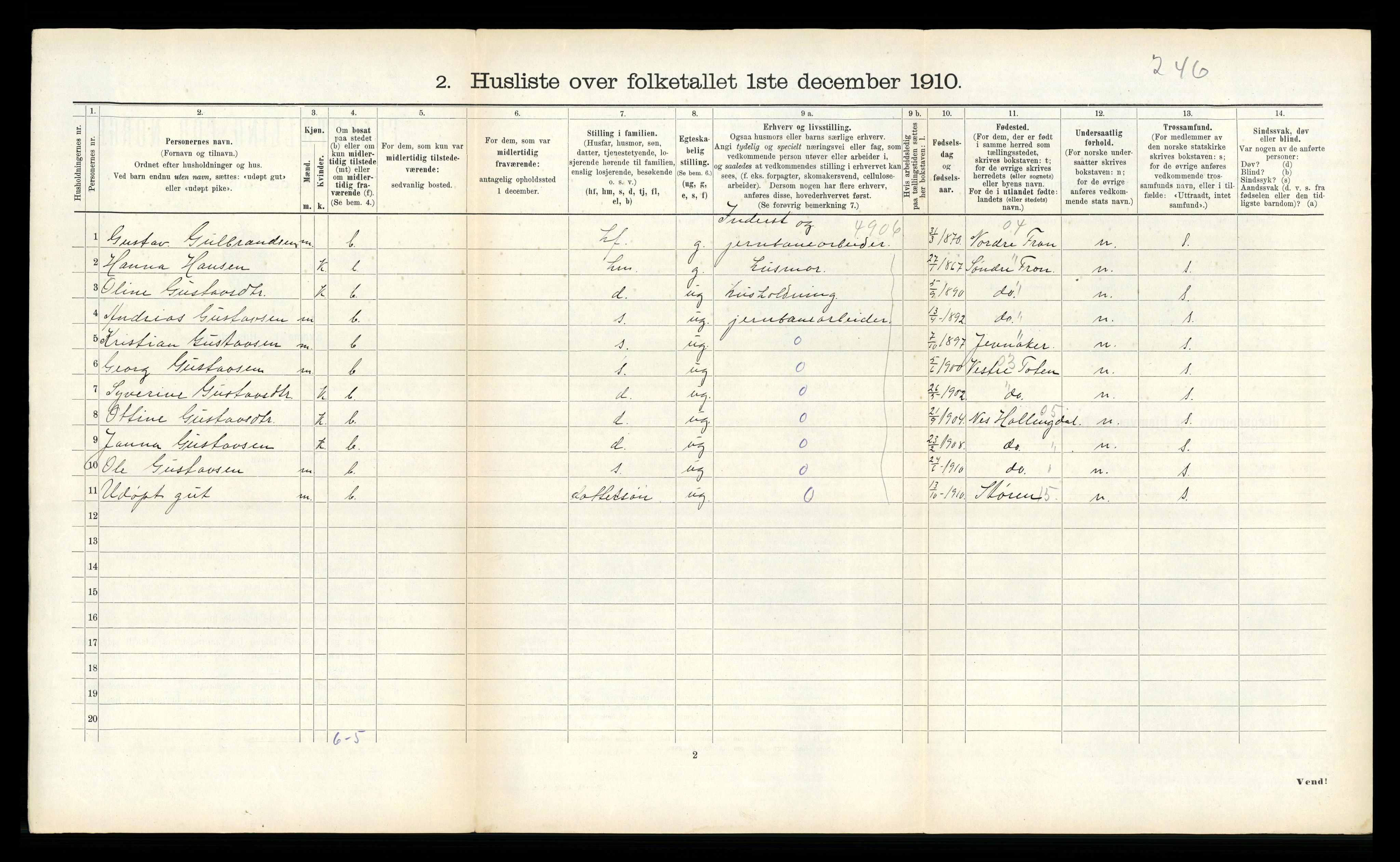 RA, 1910 census for Soknedal, 1910, p. 90