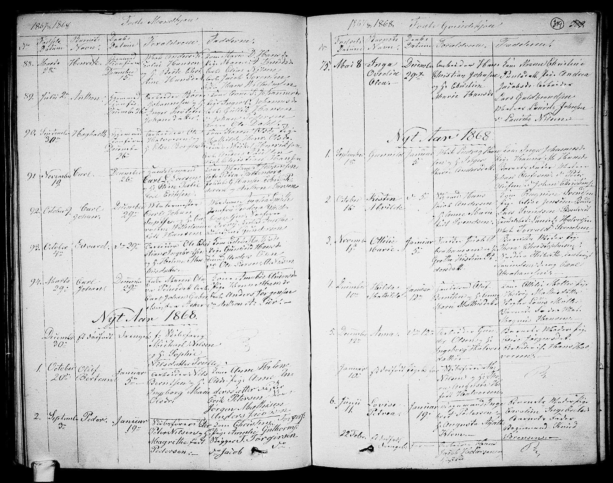 Larvik kirkebøker, SAKO/A-352/G/Ga/L0003a: Parish register (copy) no. I 3A, 1830-1870, p. 319