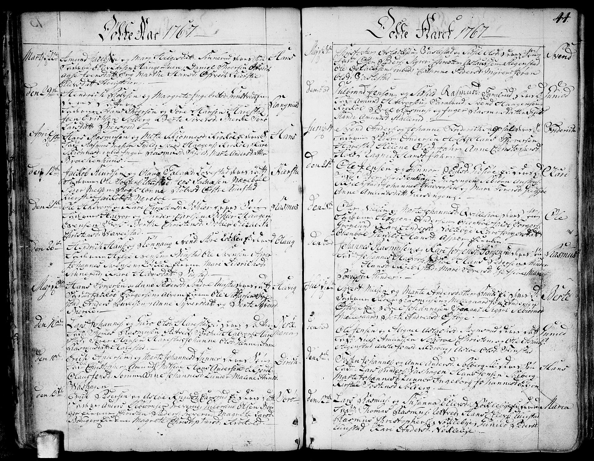 Kråkstad prestekontor Kirkebøker, SAO/A-10125a/F/Fa/L0001: Parish register (official) no. I 1, 1736-1785, p. 44