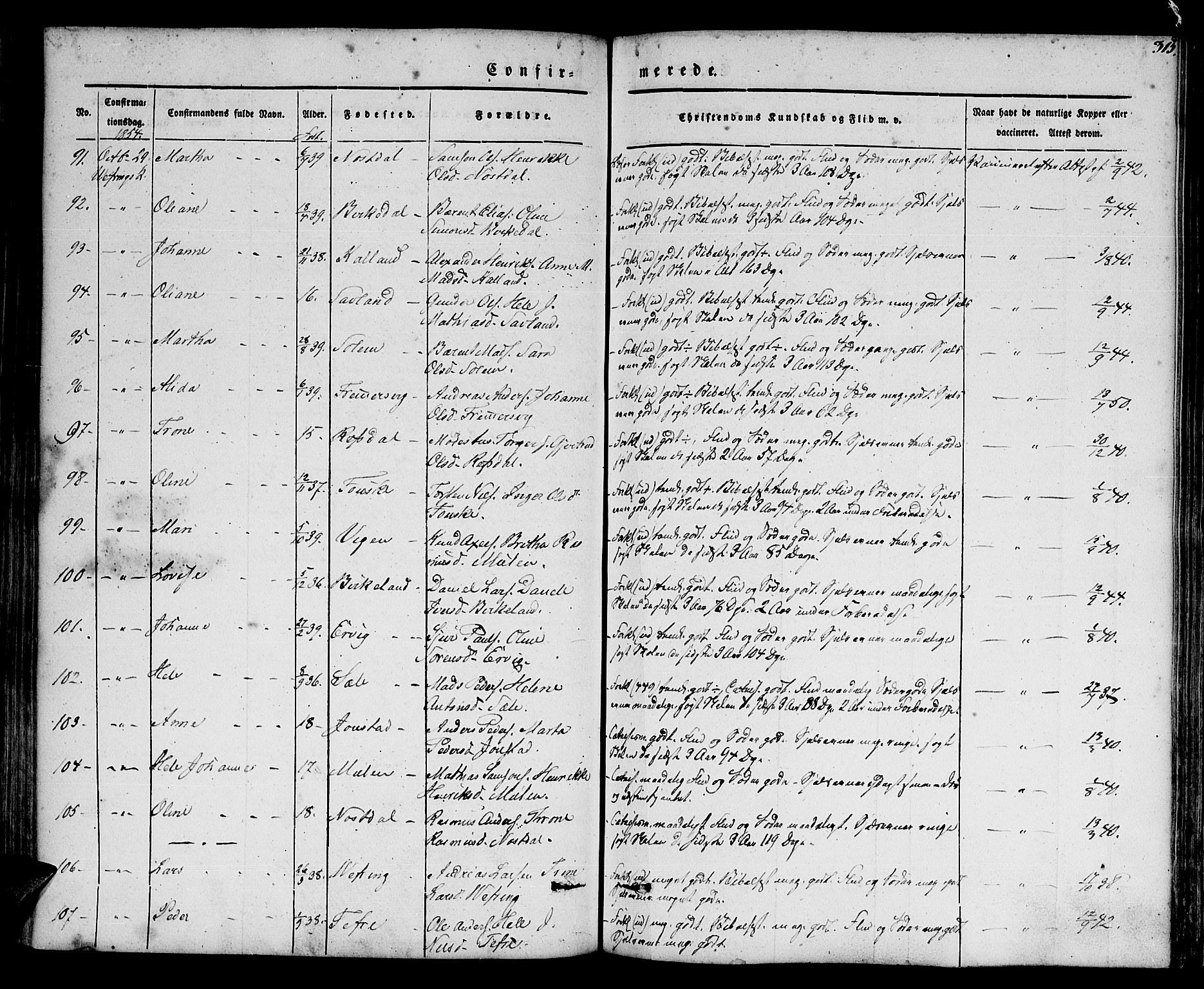 Førde sokneprestembete, AV/SAB-A-79901/H/Haa/Haaa/L0007: Parish register (official) no. A 7, 1843-1860, p. 315