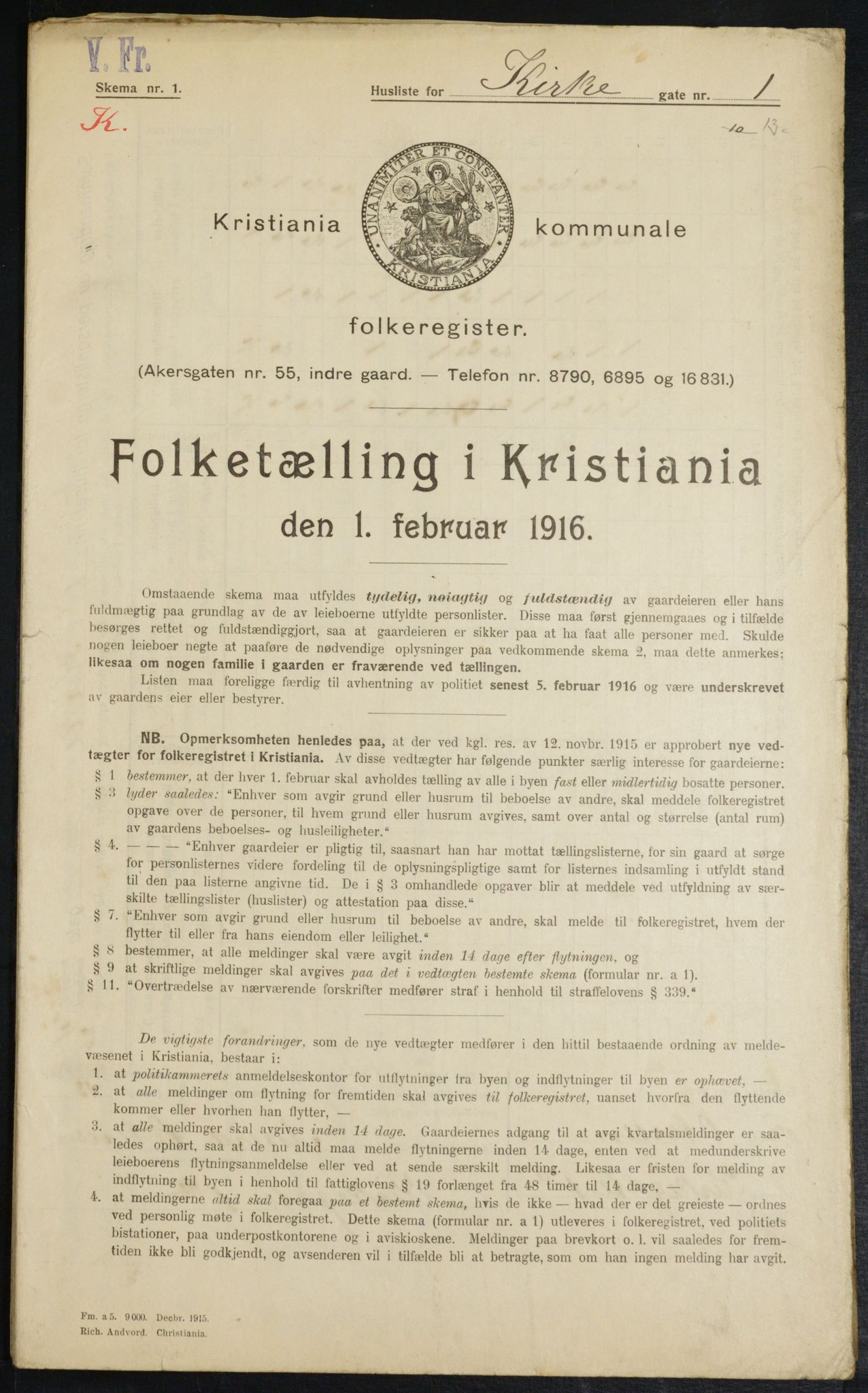 OBA, Municipal Census 1916 for Kristiania, 1916, p. 50815