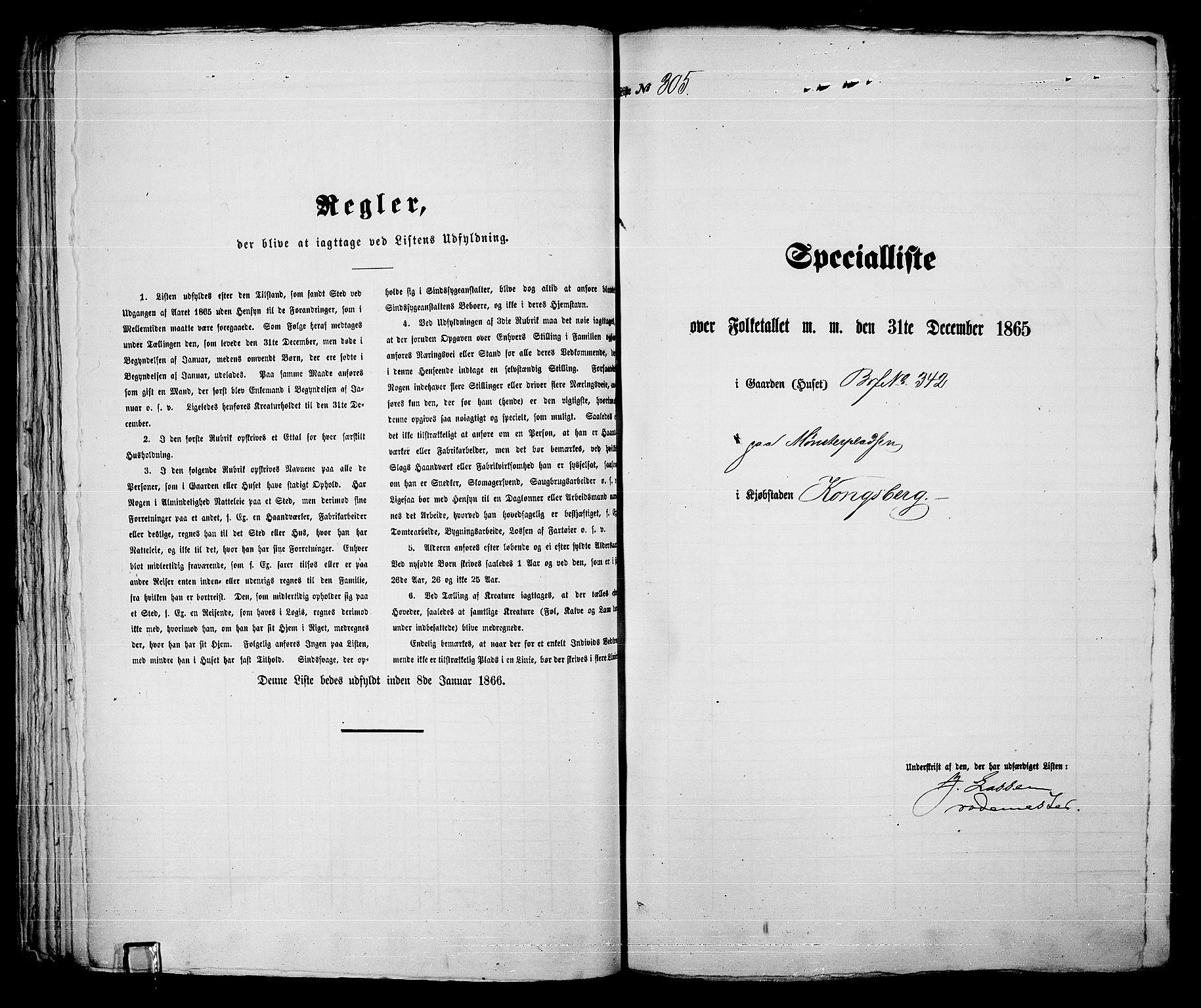 RA, 1865 census for Kongsberg/Kongsberg, 1865, p. 629