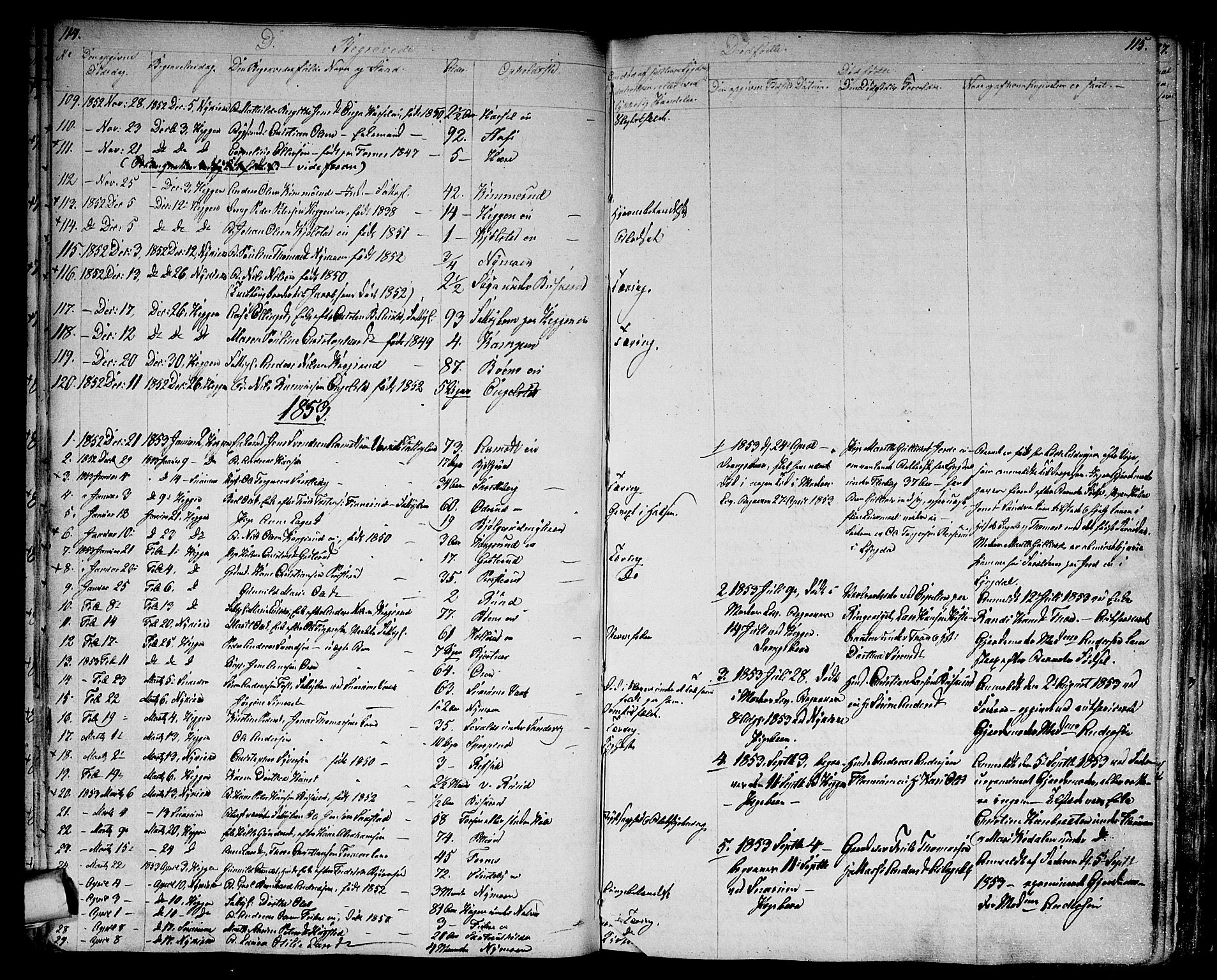 Modum kirkebøker, AV/SAKO-A-234/G/Ga/L0005: Parish register (copy) no. I 5, 1847-1853, p. 114-115