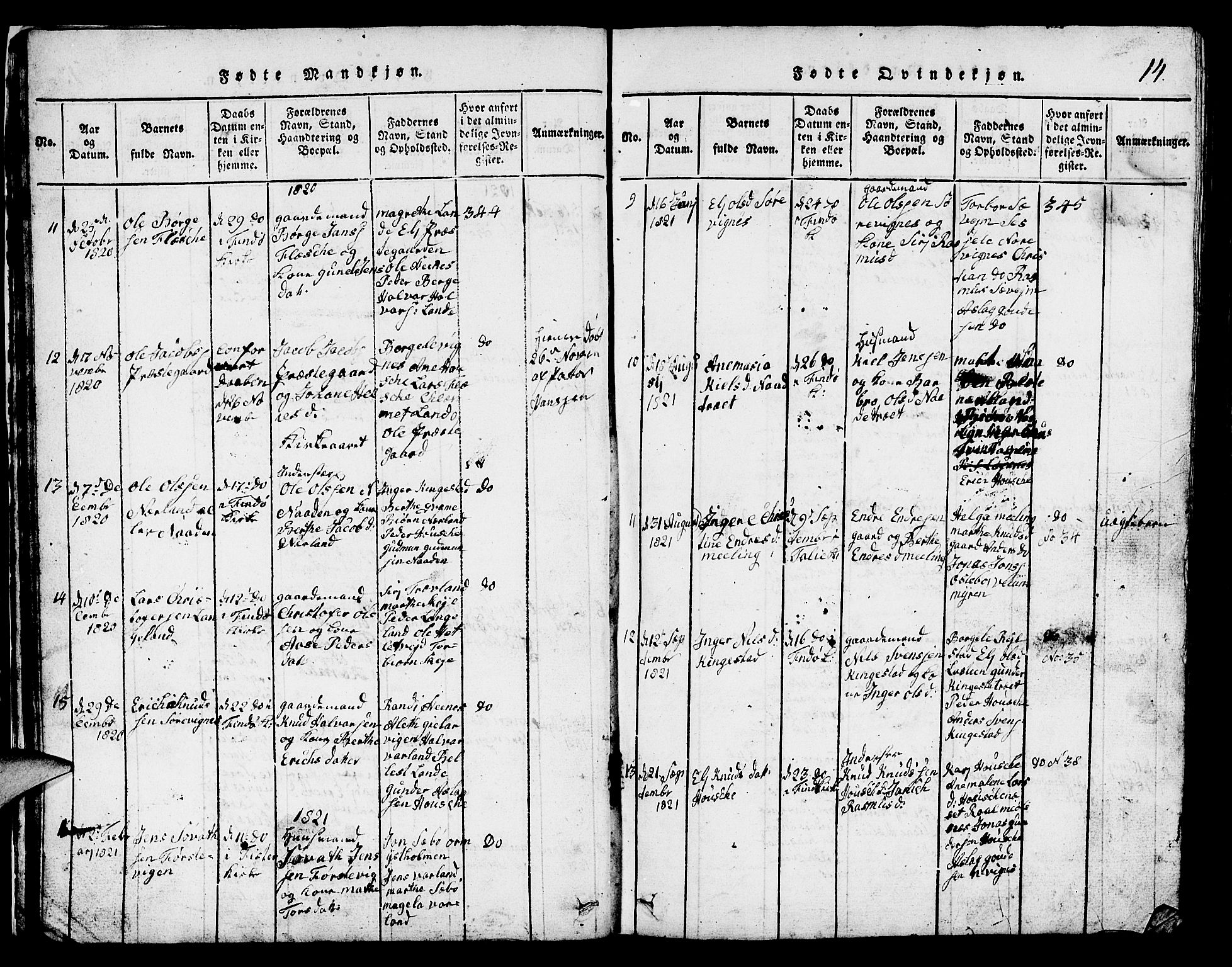 Finnøy sokneprestkontor, SAST/A-101825/H/Ha/Hab/L0001: Parish register (copy) no. B 1, 1816-1856, p. 14