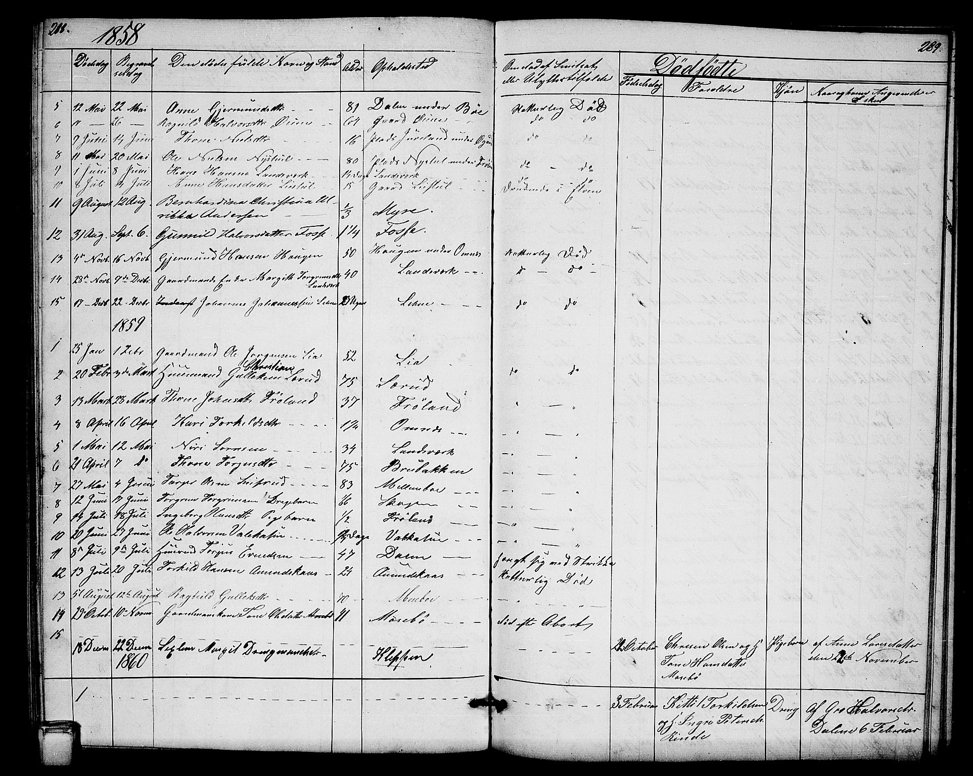 Hjartdal kirkebøker, SAKO/A-270/G/Gb/L0002: Parish register (copy) no. II 2, 1854-1884, p. 288-289