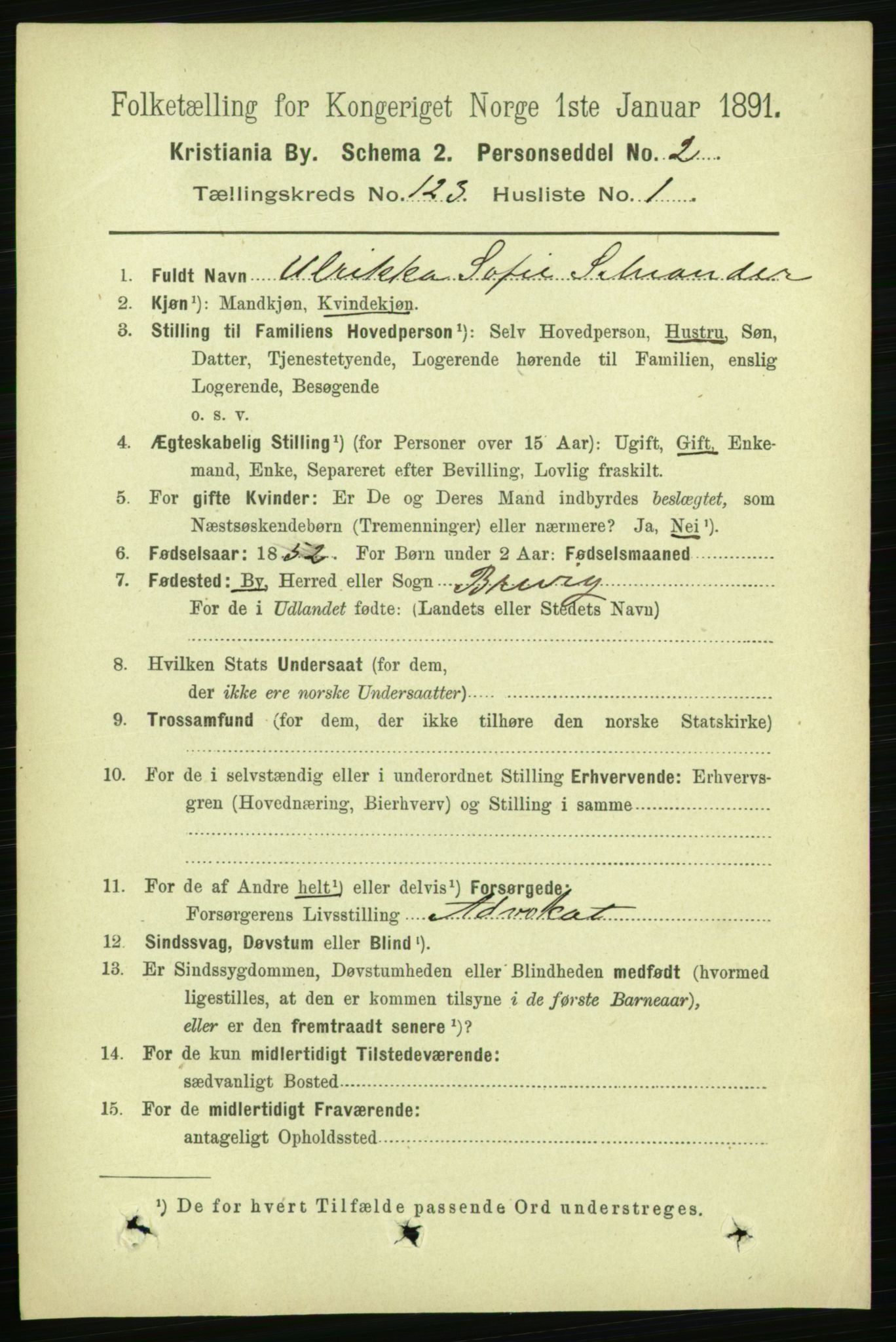 RA, 1891 census for 0301 Kristiania, 1891, p. 65107