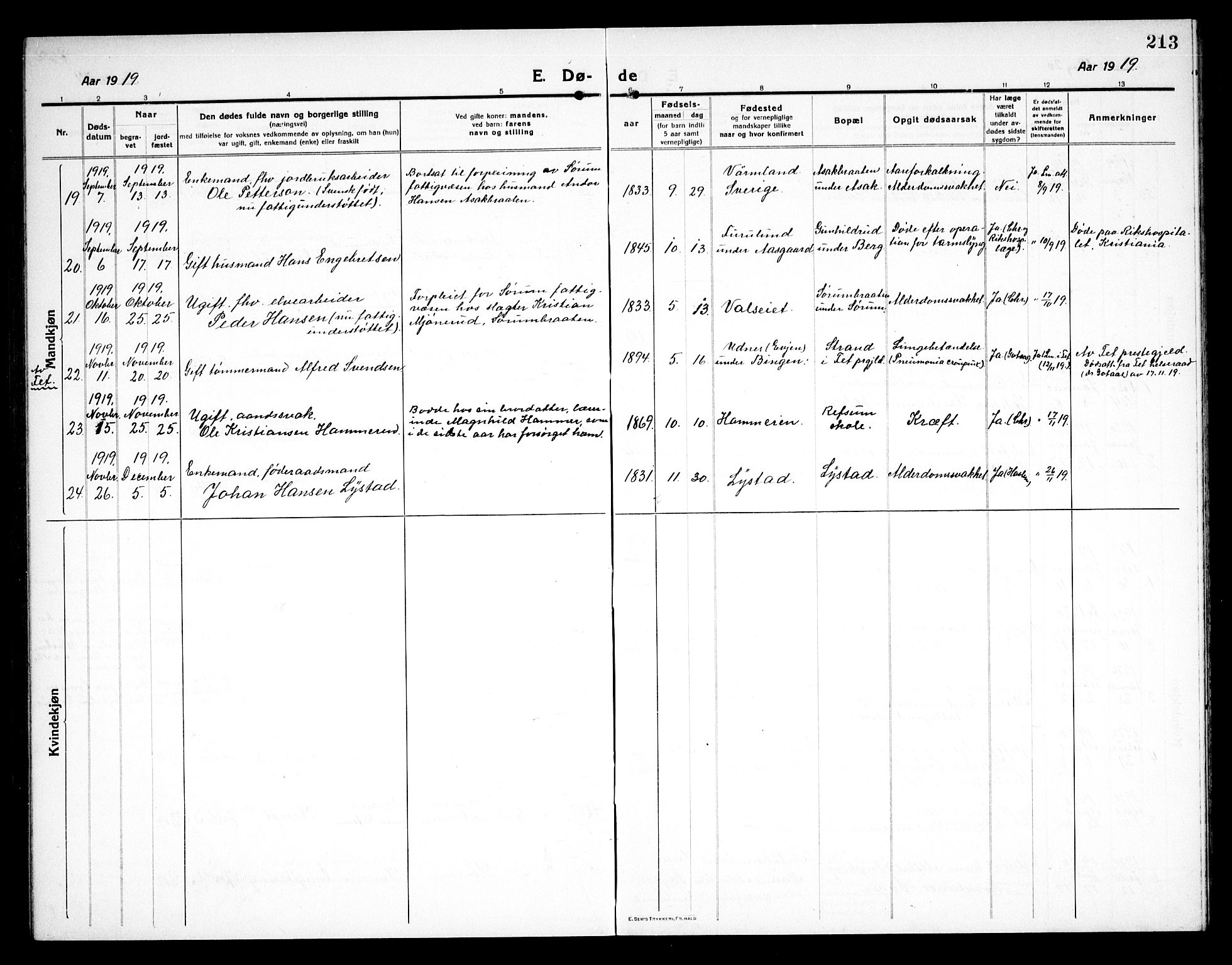 Sørum prestekontor Kirkebøker, AV/SAO-A-10303/G/Ga/L0008: Parish register (copy) no. I 8, 1917-1934, p. 213