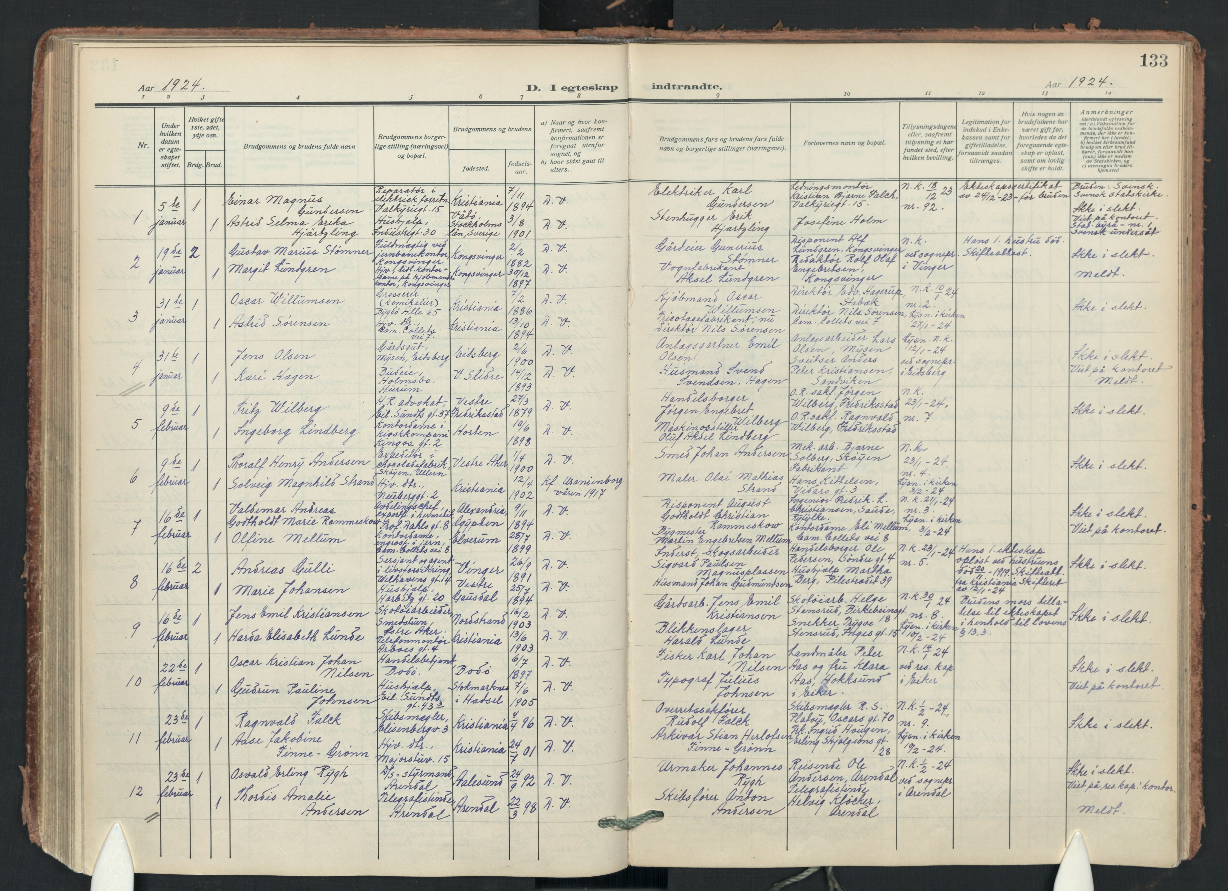 Uranienborg prestekontor Kirkebøker, AV/SAO-A-10877/F/Fa/L0012: Parish register (official) no. 12, 1914-1930, p. 133