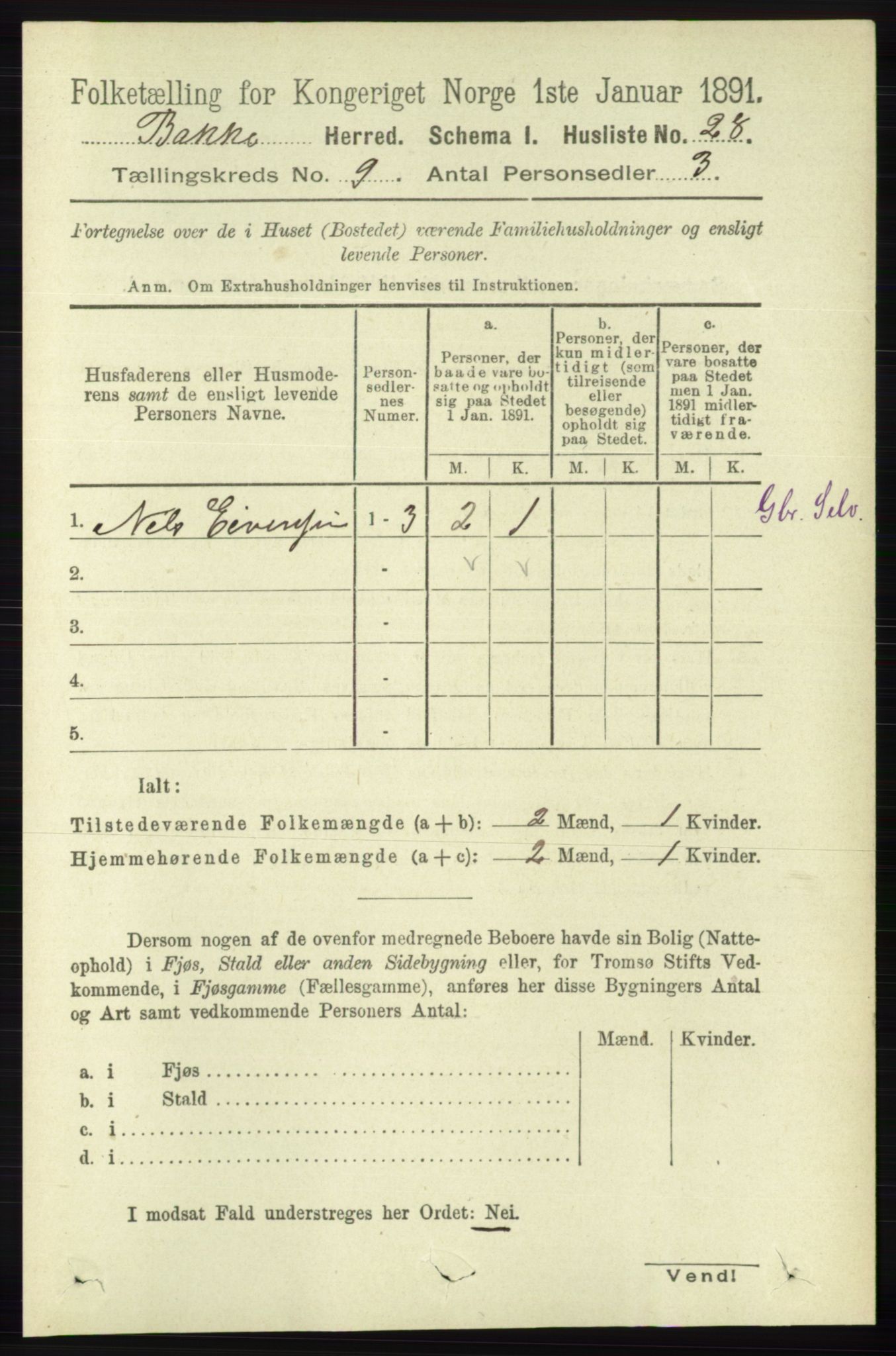 RA, 1891 census for 1045 Bakke, 1891, p. 1741