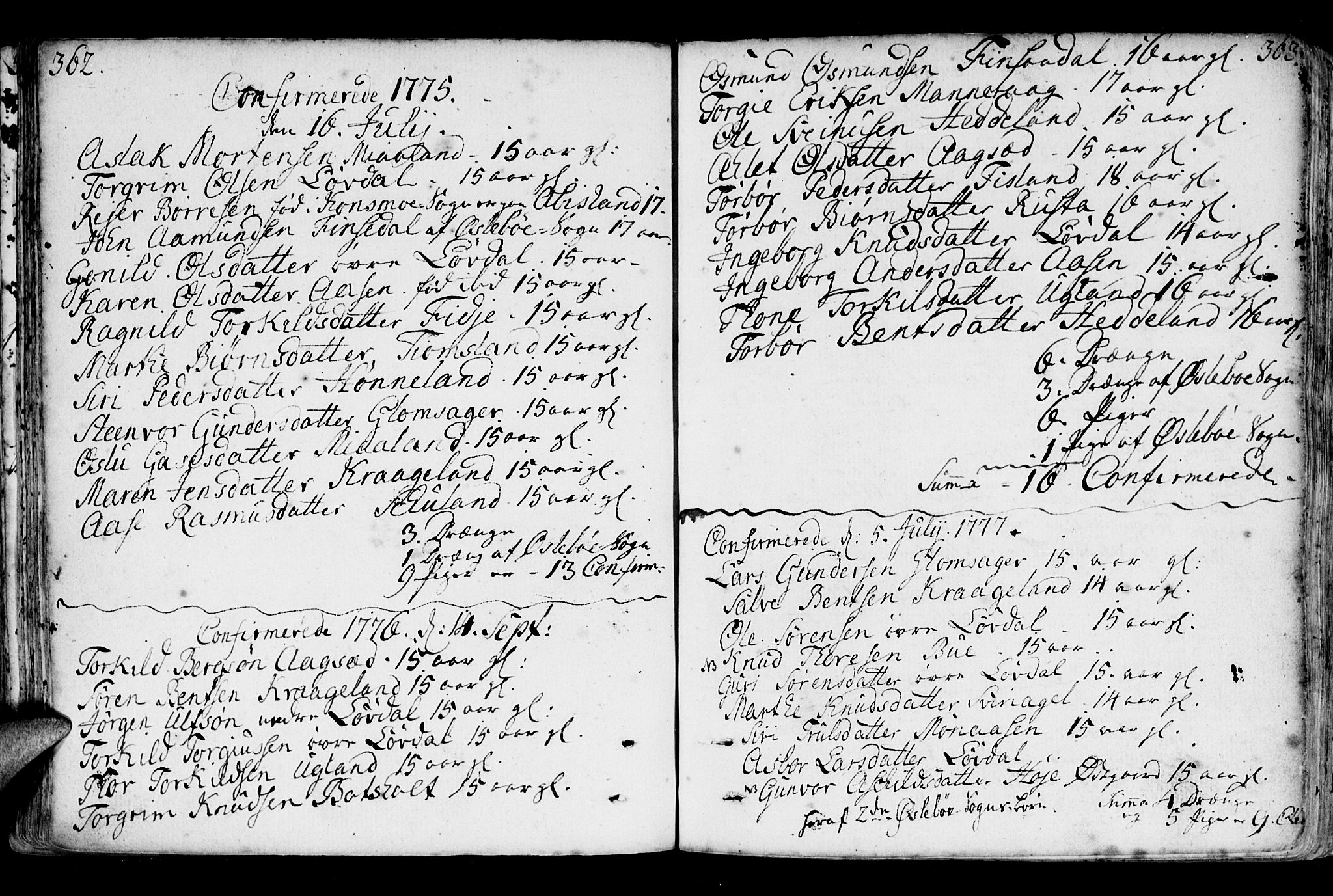 Holum sokneprestkontor, SAK/1111-0022/F/Fa/Fab/L0004: Parish register (official) no. A 4, 1774-1847, p. 362-363