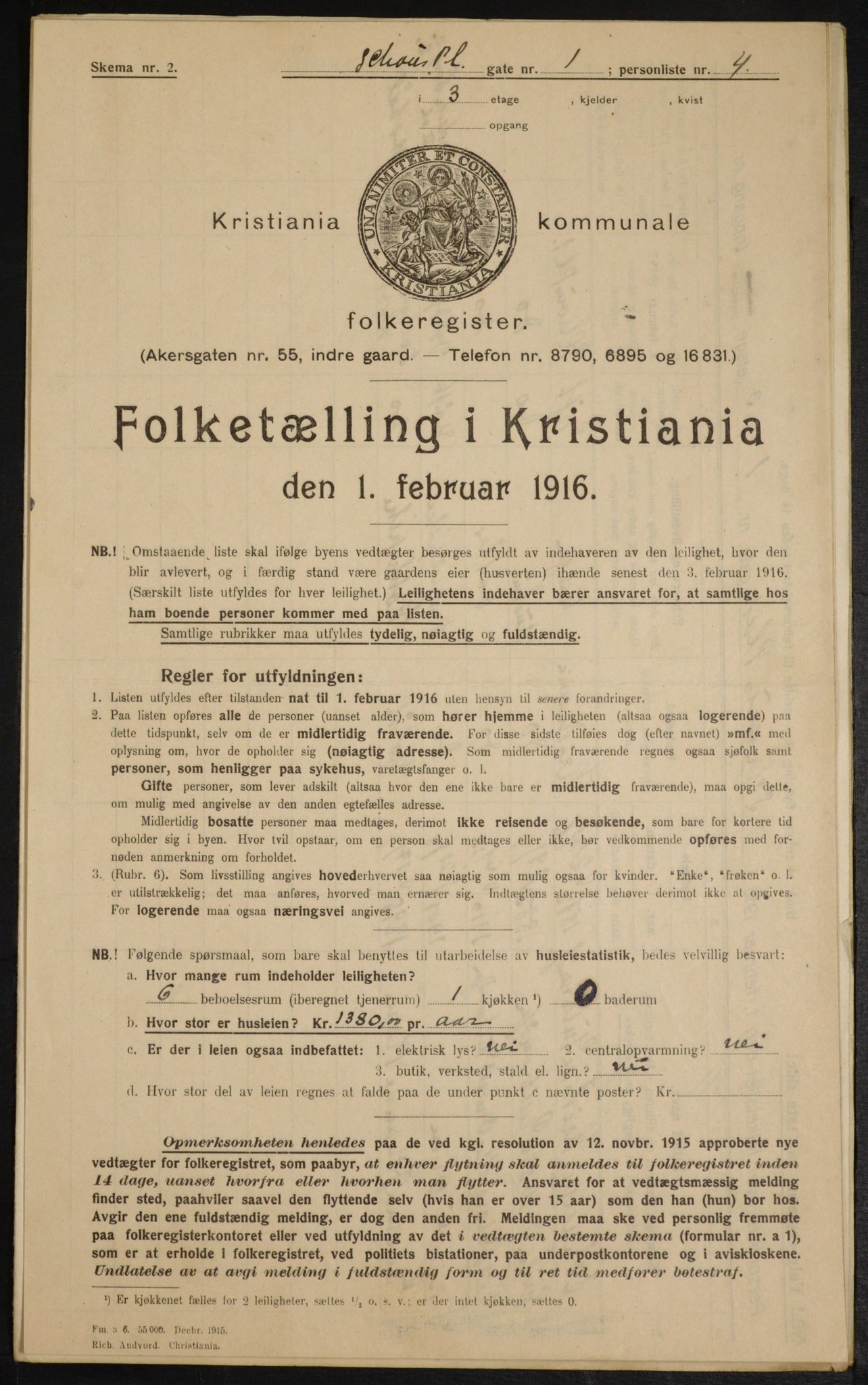 OBA, Municipal Census 1916 for Kristiania, 1916, p. 92448