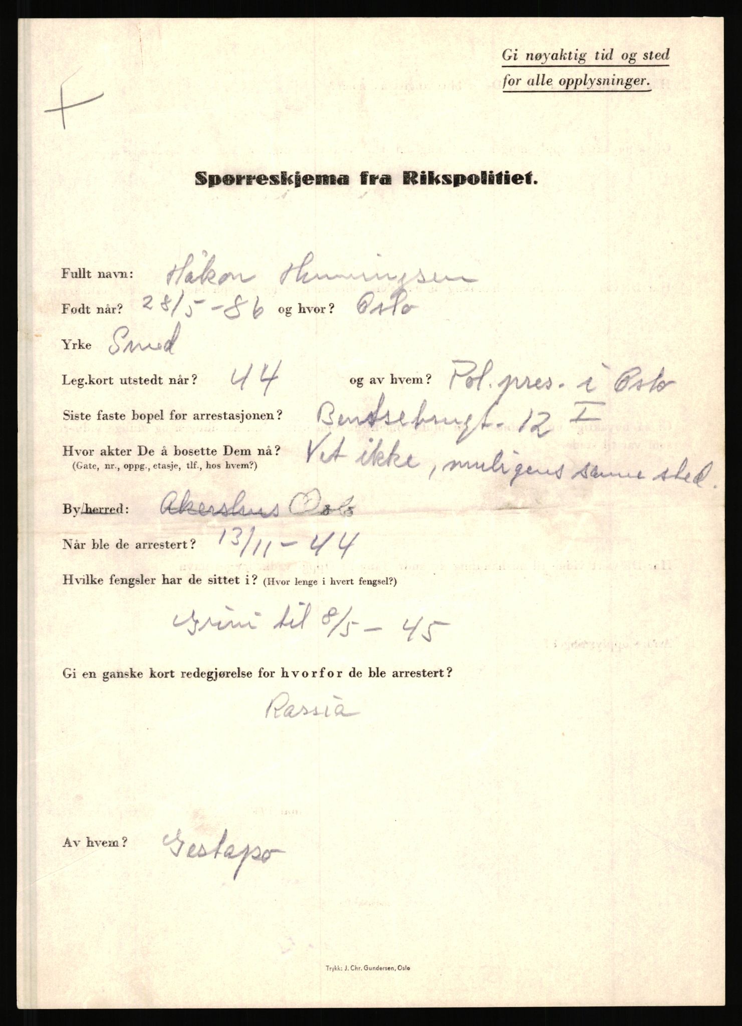 Rikspolitisjefen, AV/RA-S-1560/L/L0007: Heen, Erik C. - Iversen, Trygve, 1940-1945, p. 29