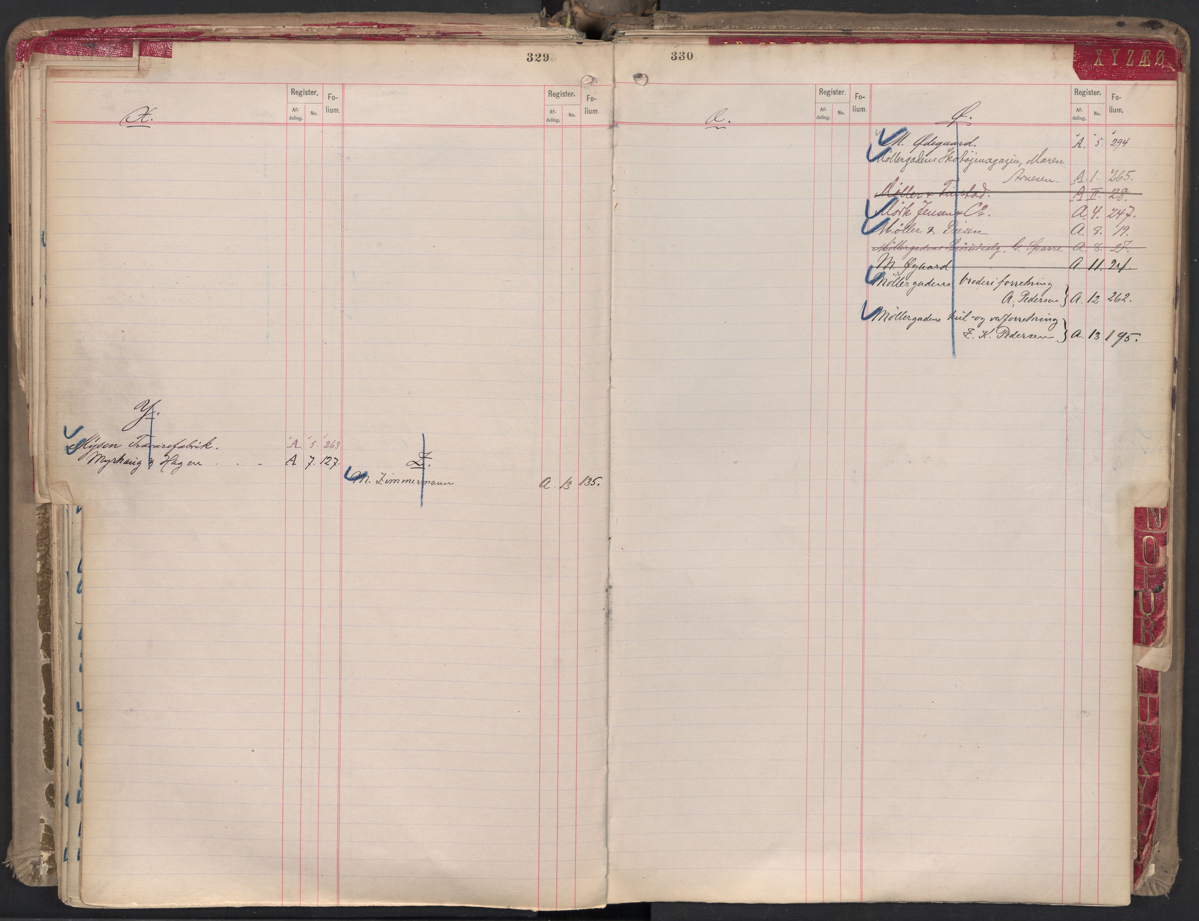 Oslo byfogd avd. II, AV/SAO-A-10942/G/Ga/Gaa/L0001: Firmaregister: A 1-15, B 1-4, C 1, 1890, p. 329-330