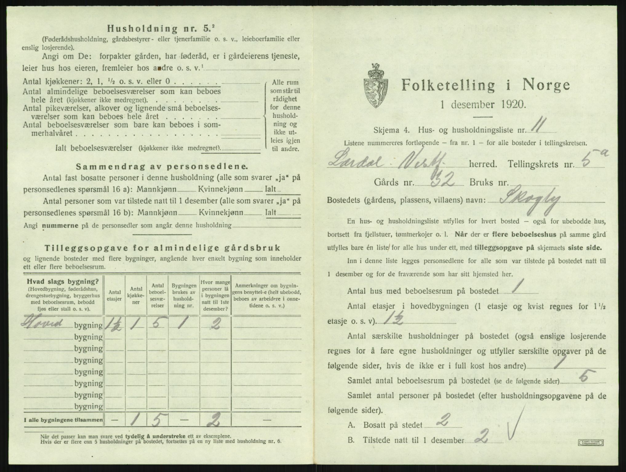 SAKO, 1920 census for Lardal, 1920, p. 701
