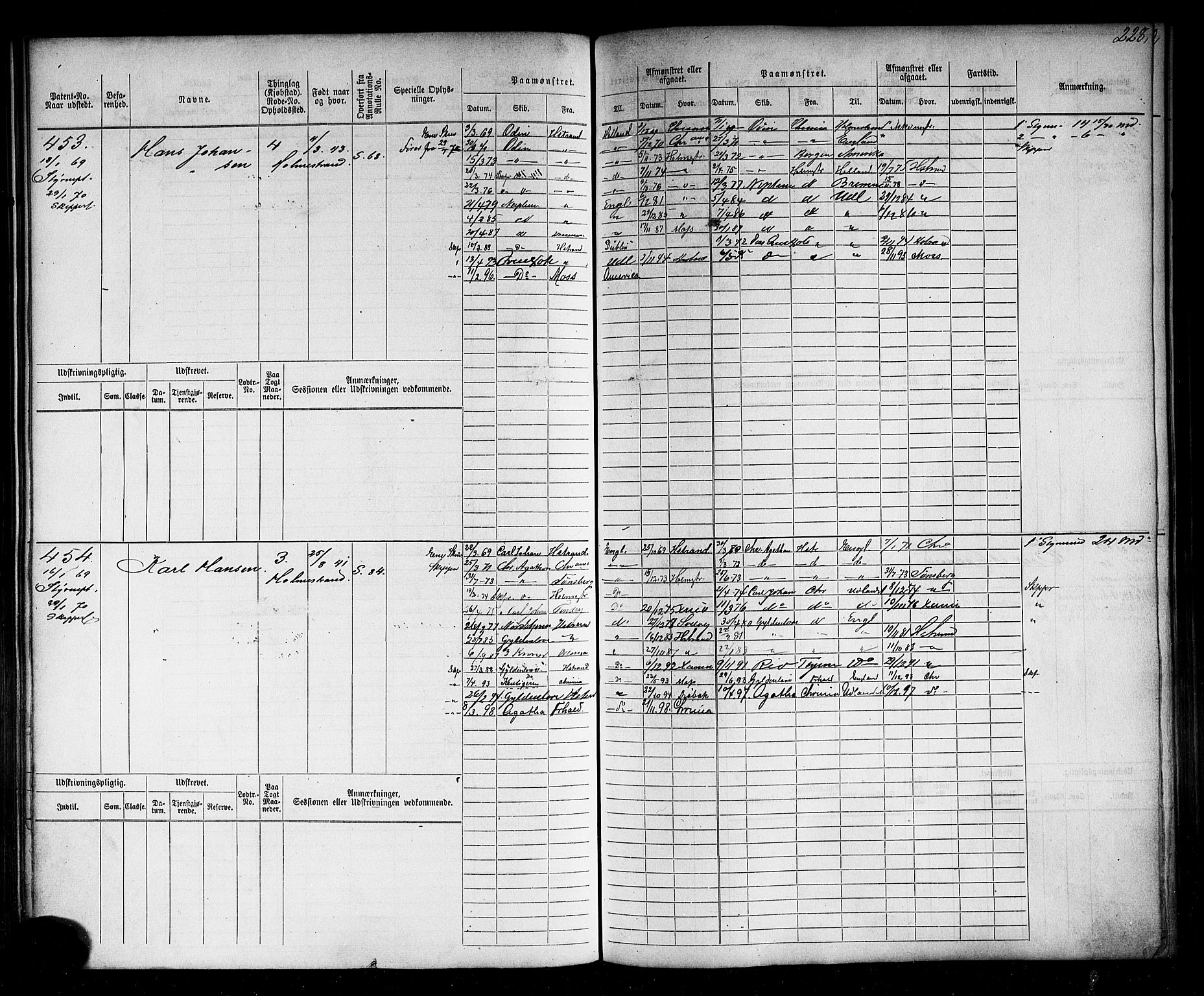 Holmestrand innrulleringskontor, AV/SAKO-A-1151/F/Fc/L0001: Hovedrulle, 1868-1872, p. 231