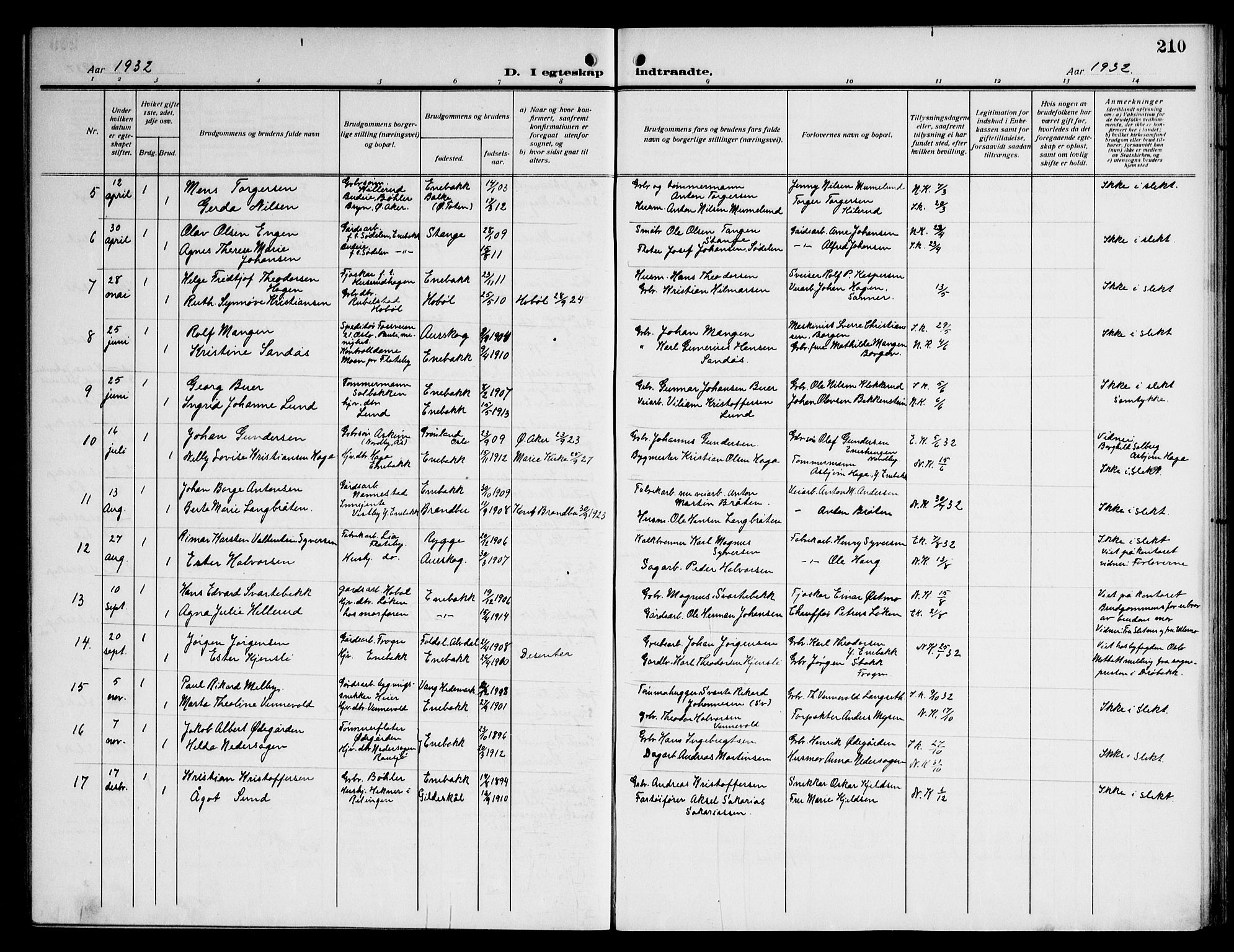 Enebakk prestekontor Kirkebøker, AV/SAO-A-10171c/G/Ga/L0007: Parish register (copy) no. I 7, 1911-1949, p. 210