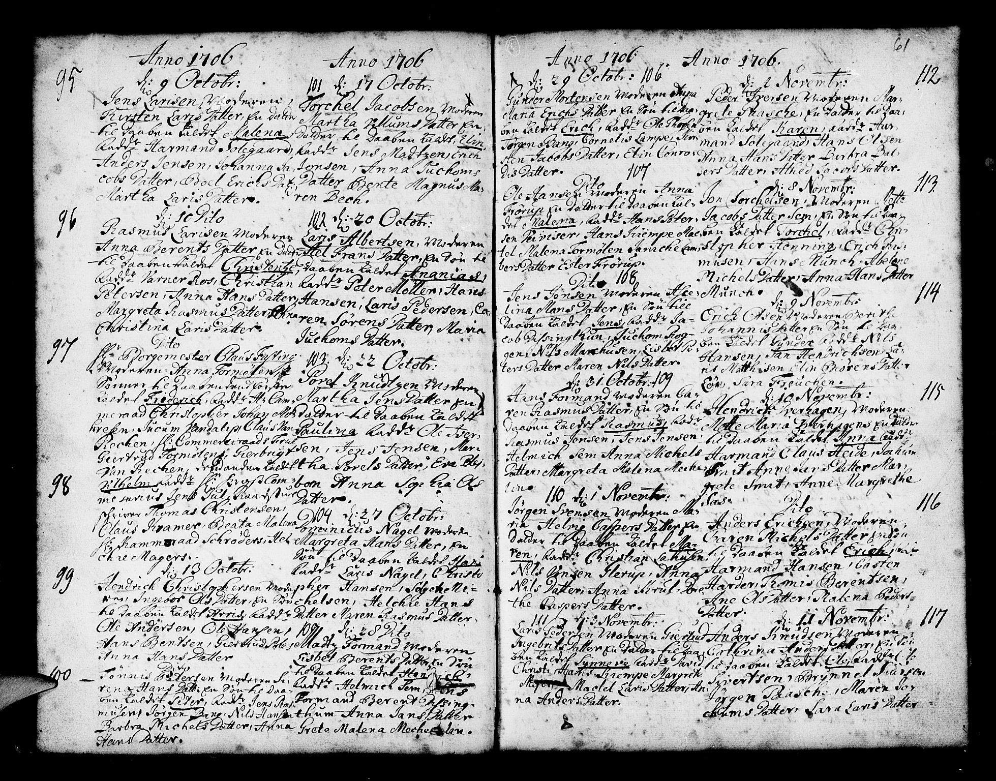 Nykirken Sokneprestembete, AV/SAB-A-77101/H/Haa/L0002: Parish register (official) no. A 2, 1700-1723, p. 61