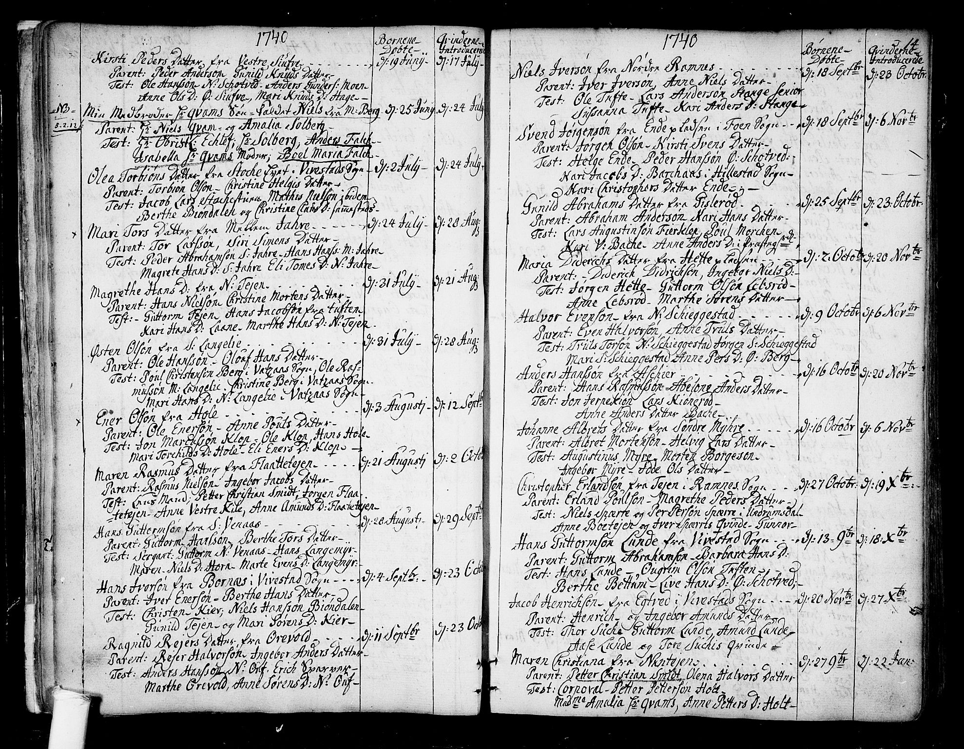 Ramnes kirkebøker, SAKO/A-314/F/Fa/L0001: Parish register (official) no. I 1, 1732-1774, p. 14
