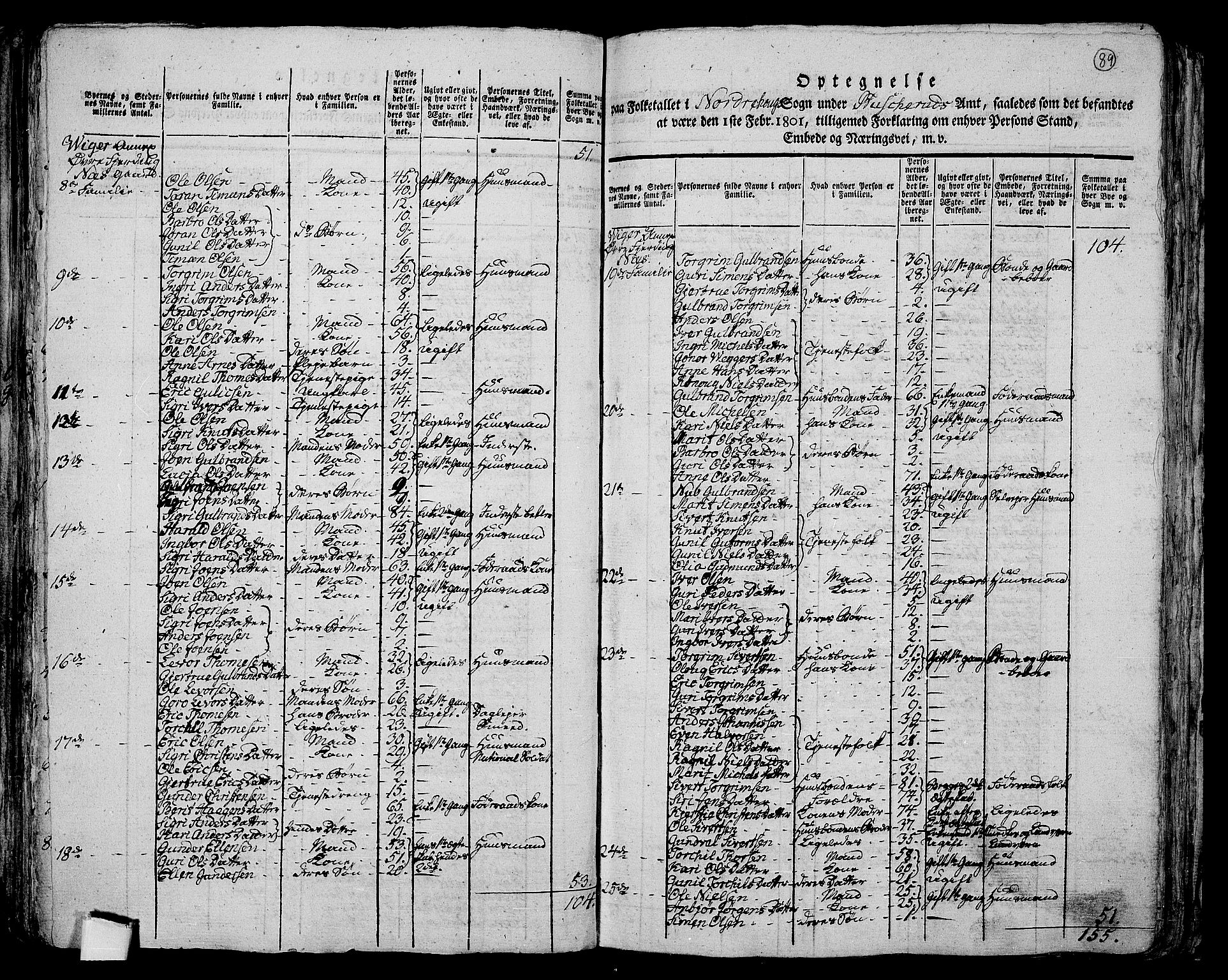 RA, 1801 census for 0613P Norderhov, 1801, p. 88b-89a