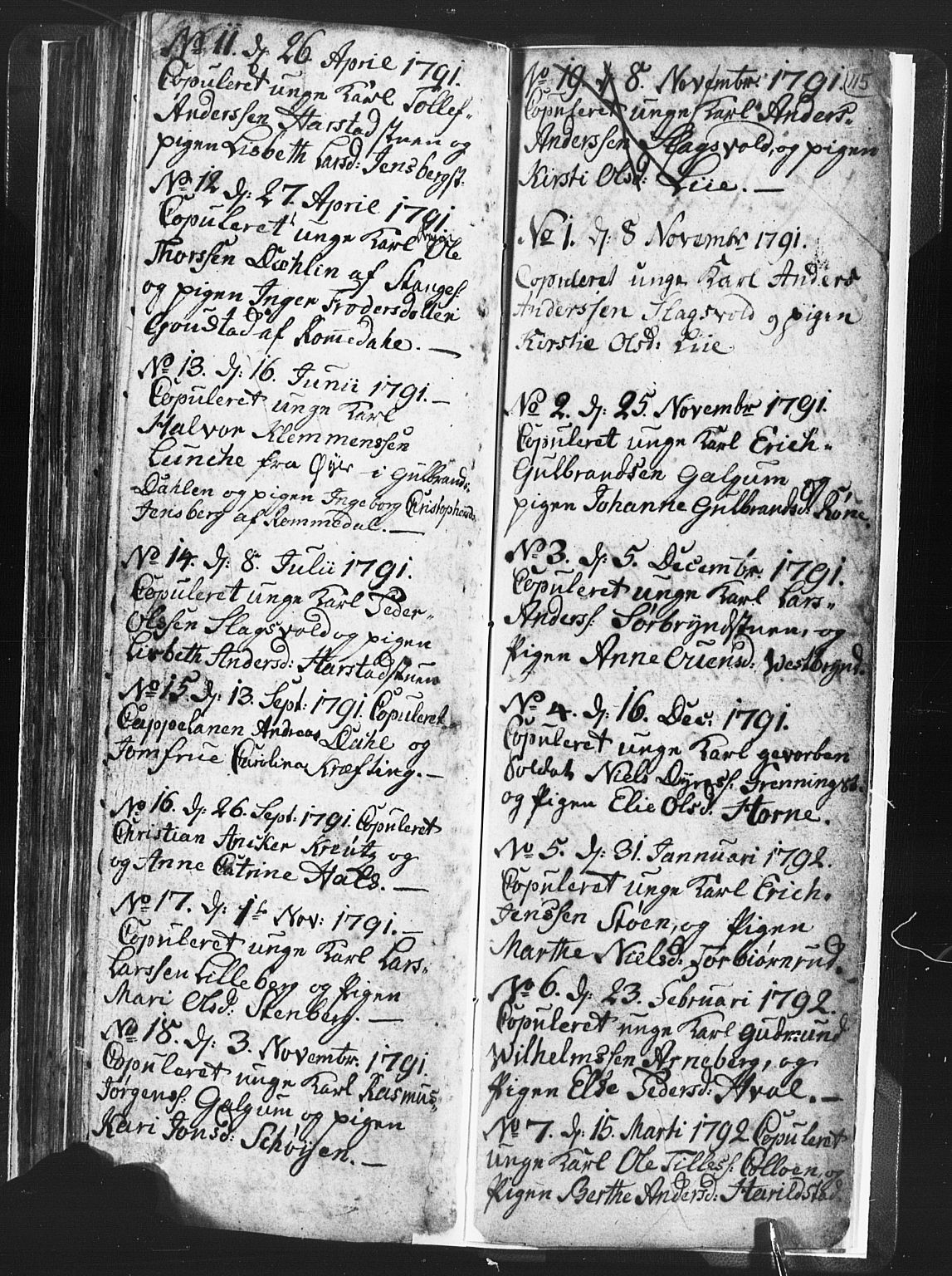 Romedal prestekontor, SAH/PREST-004/L/L0001: Parish register (copy) no. 1, 1785-1794, p. 115