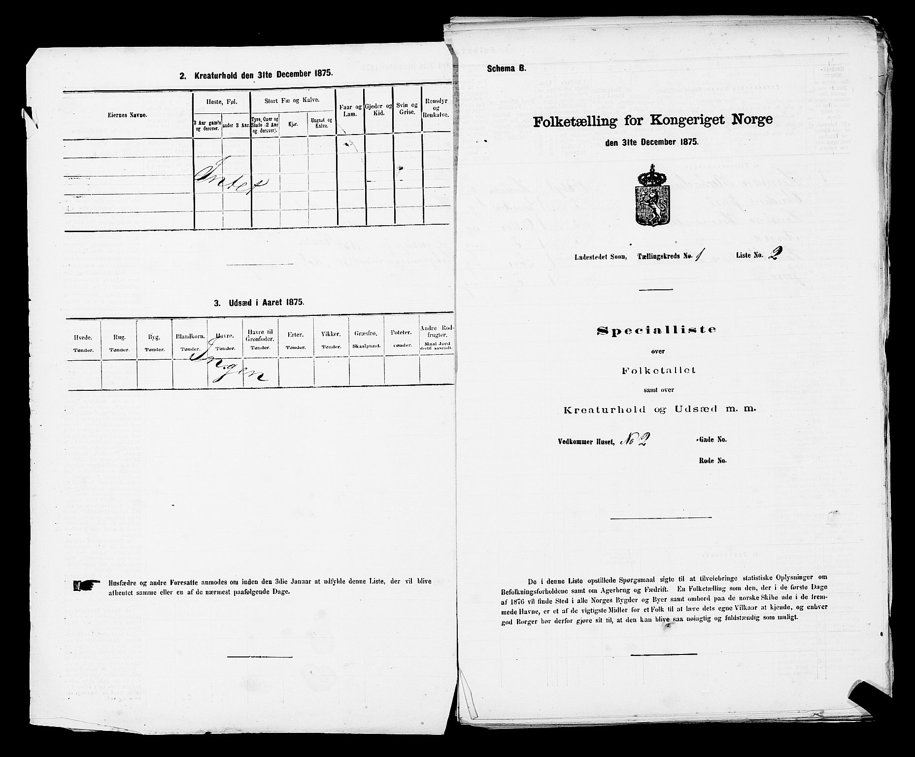 RA, 1875 census for 0201B Vestby/Son, 1875, p. 6