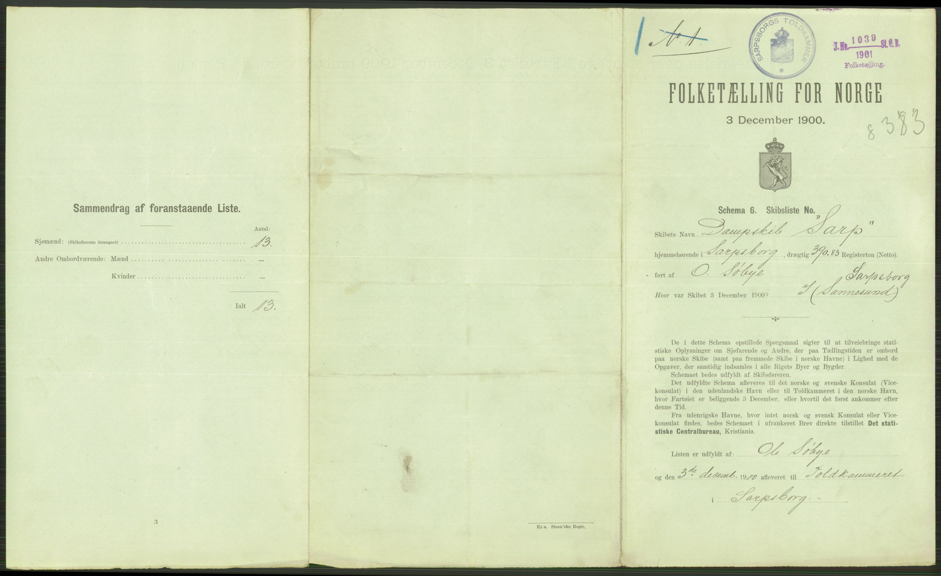 RA, 1900 Census - ship lists from ships in Norwegian harbours, harbours abroad and at sea, 1900, p. 31