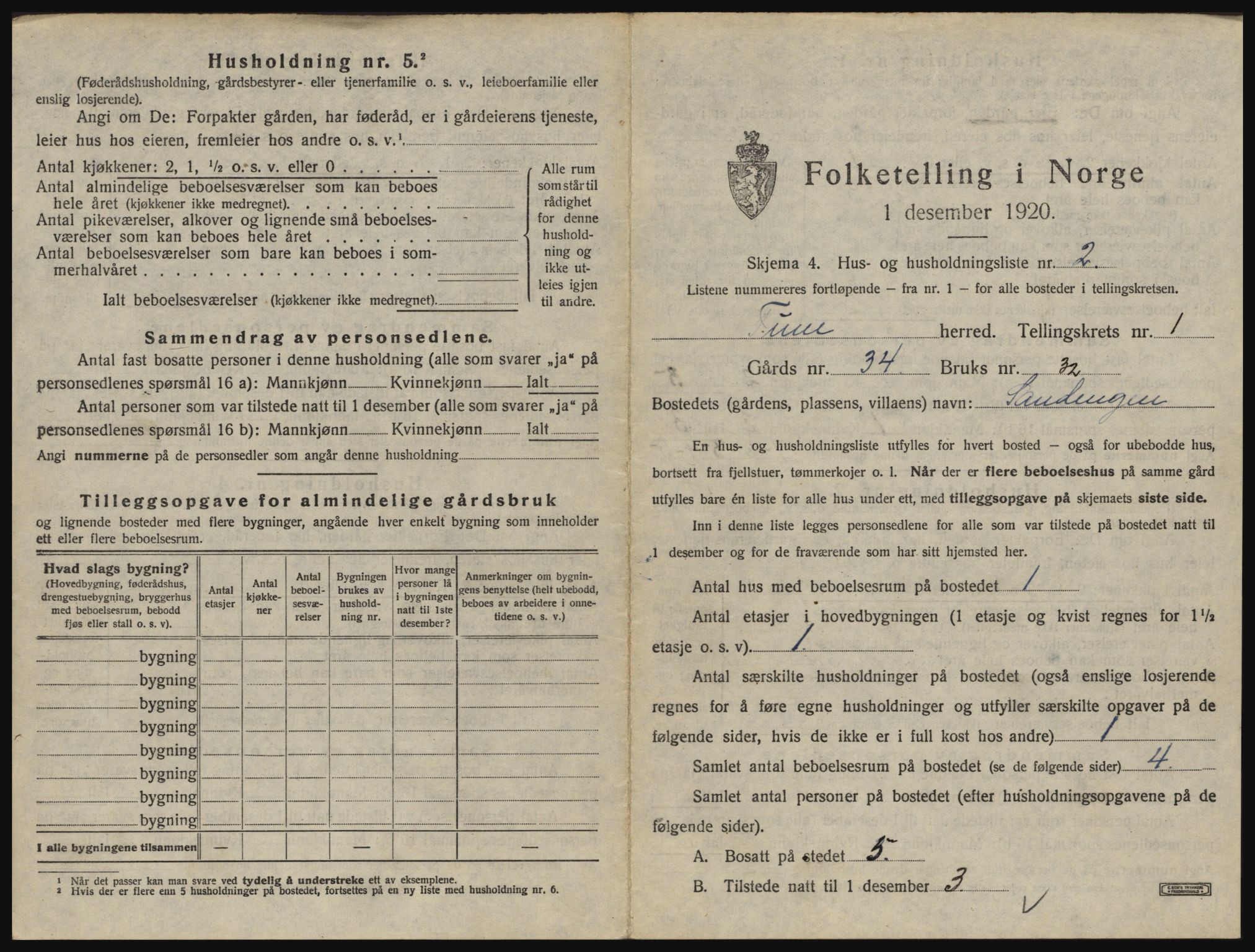 SAO, 1920 census for Tune, 1920, p. 66