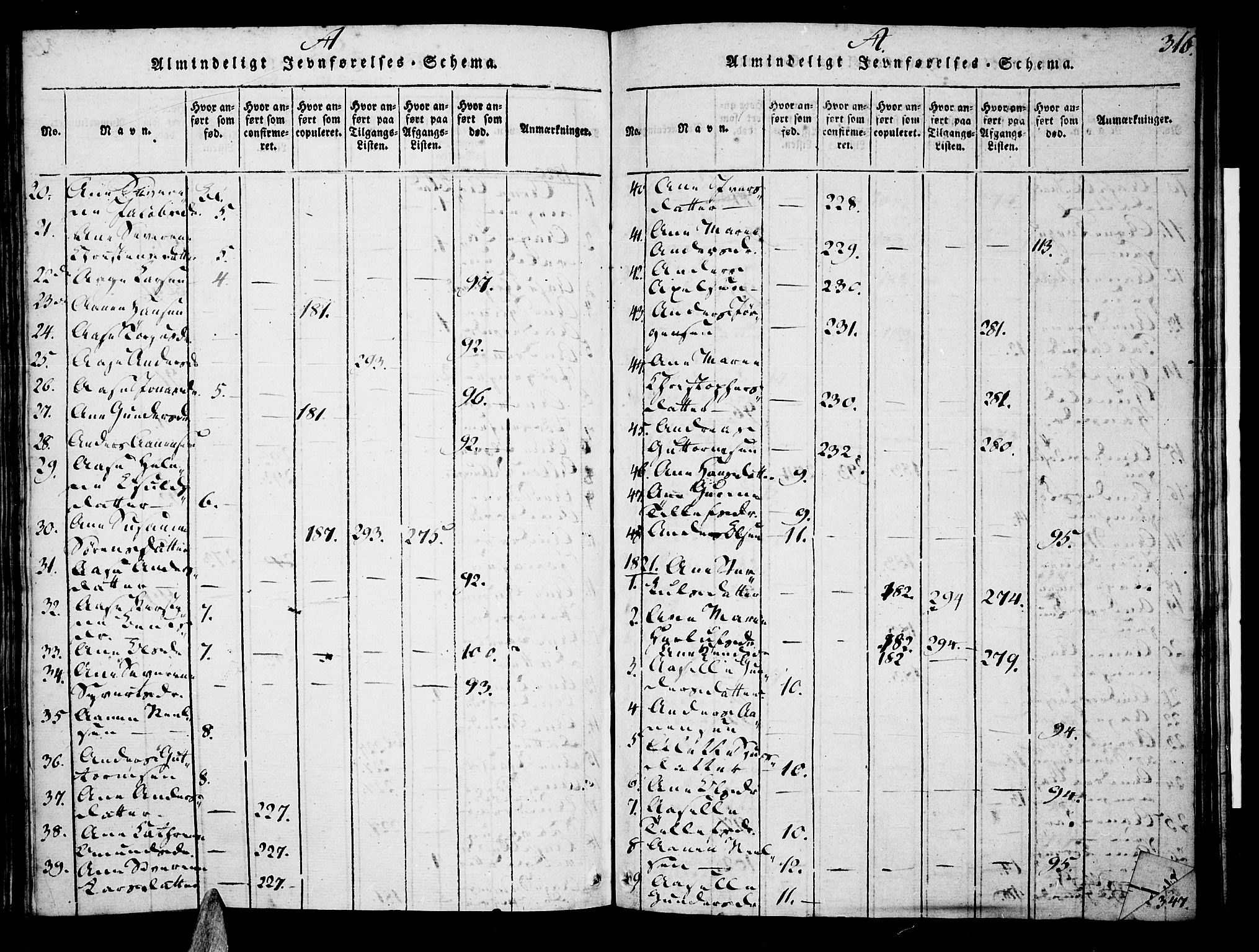 Tveit sokneprestkontor, SAK/1111-0043/F/Fa/L0002: Parish register (official) no. A 2, 1820-1830, p. 316