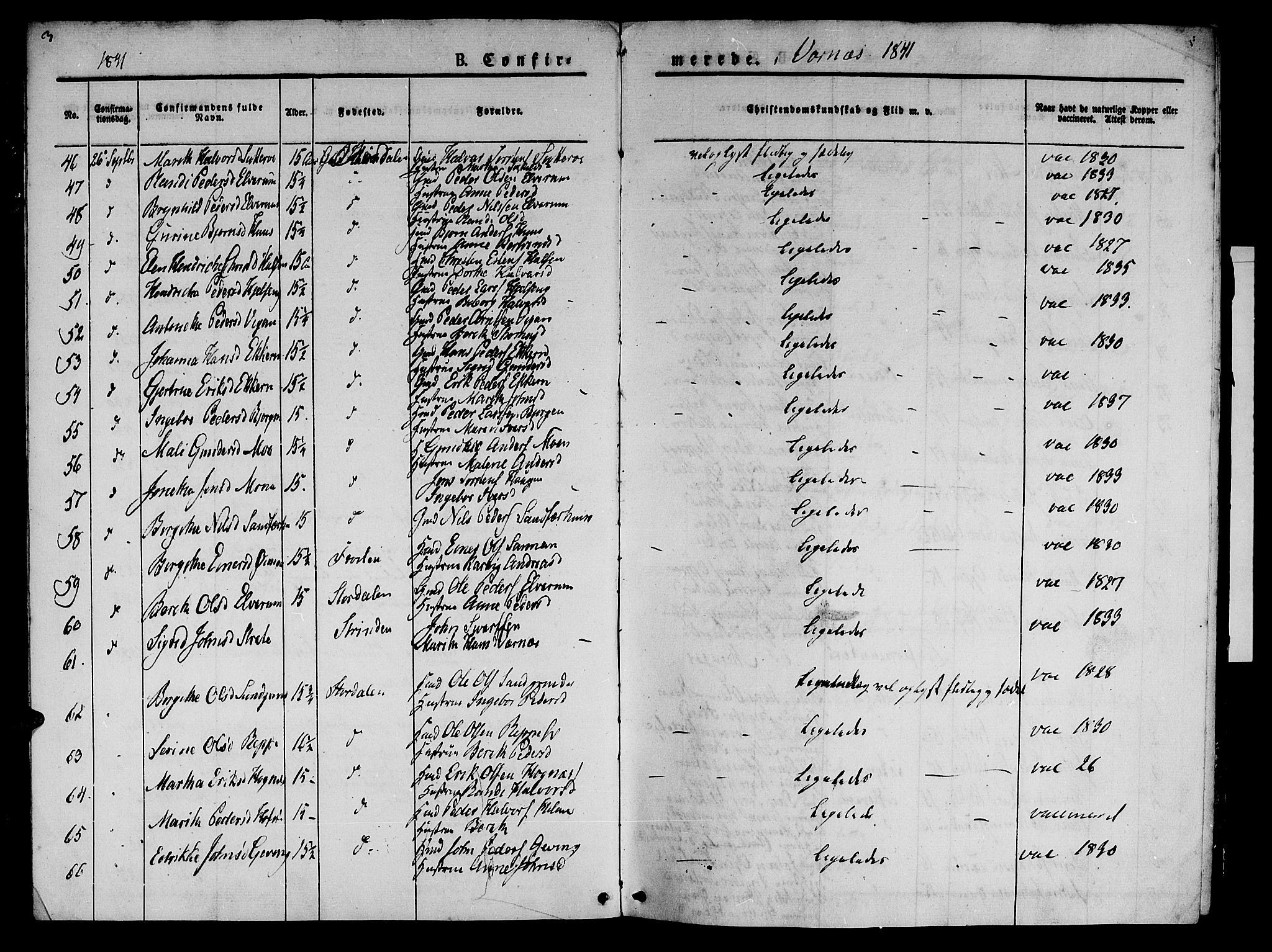 Ministerialprotokoller, klokkerbøker og fødselsregistre - Nord-Trøndelag, SAT/A-1458/709/L0073: Parish register (official) no. 709A13, 1841-1844, p. 3