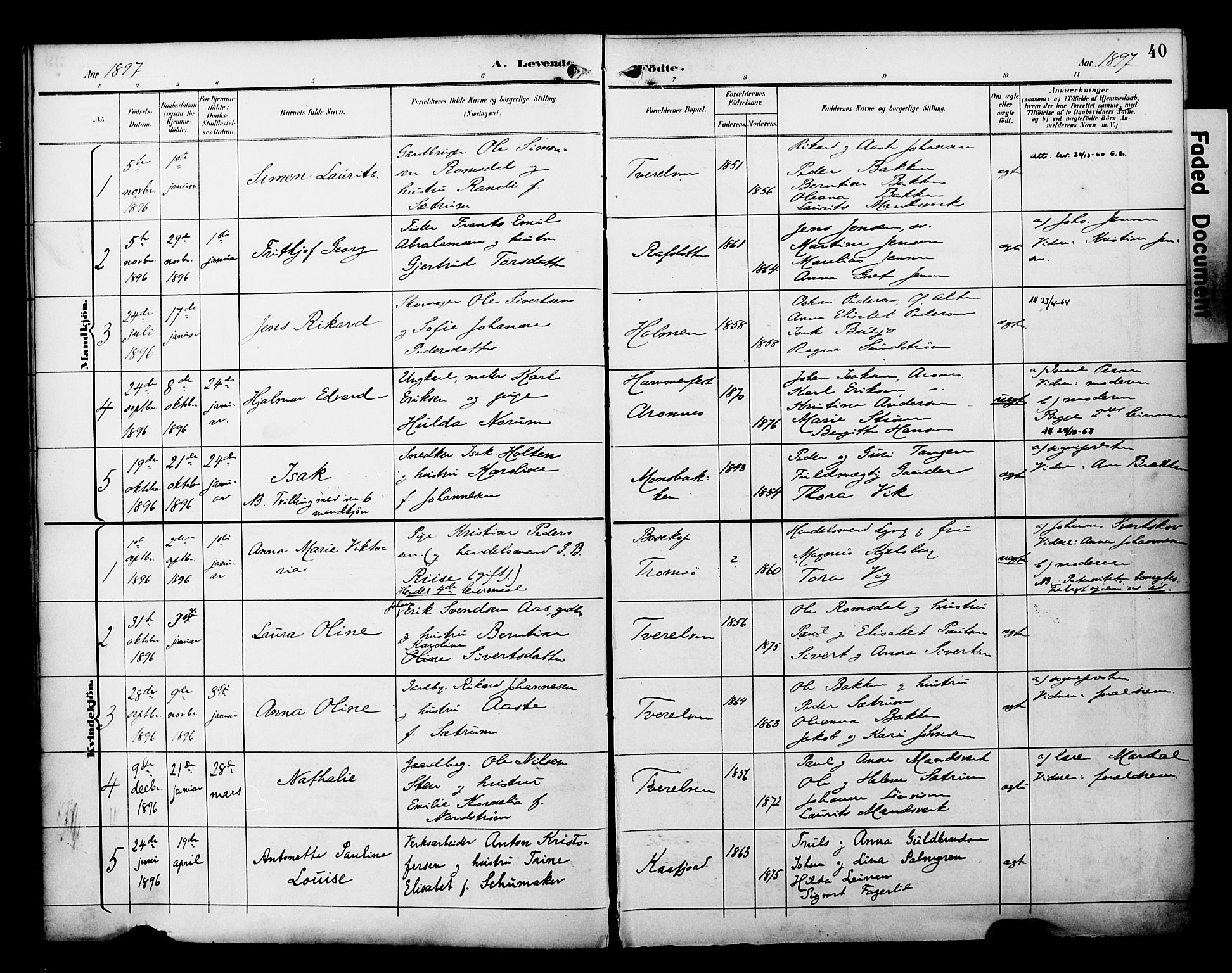 Alta sokneprestkontor, SATØ/S-1338/H/Ha/L0003.kirke: Parish register (official) no. 3, 1892-1904, p. 40