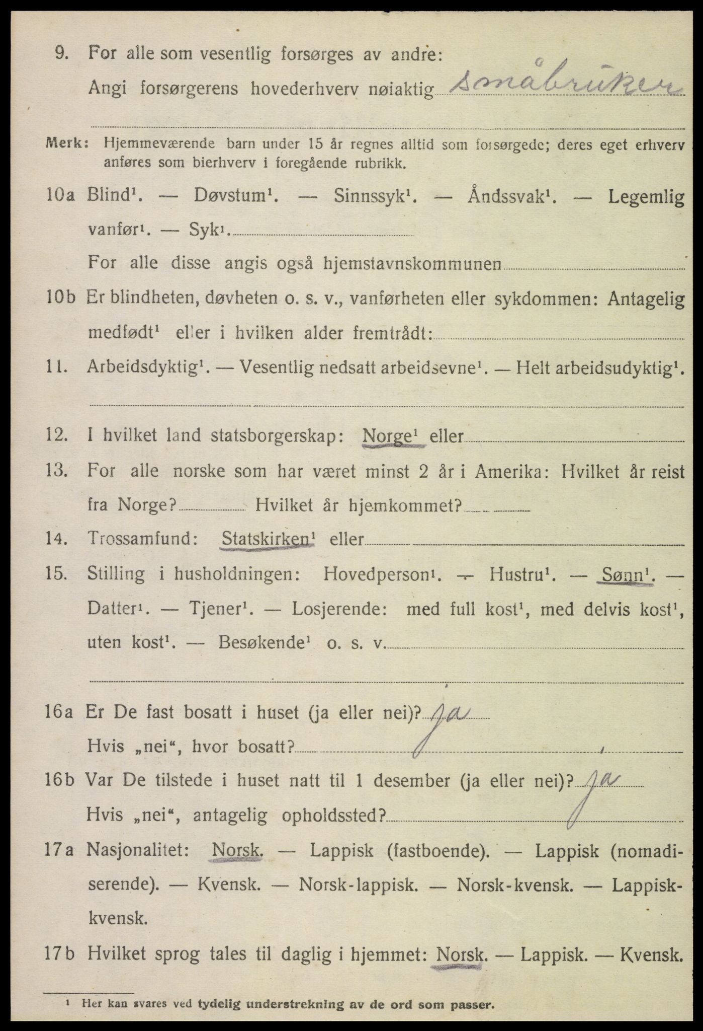 SAT, 1920 census for Meløy, 1920, p. 8320