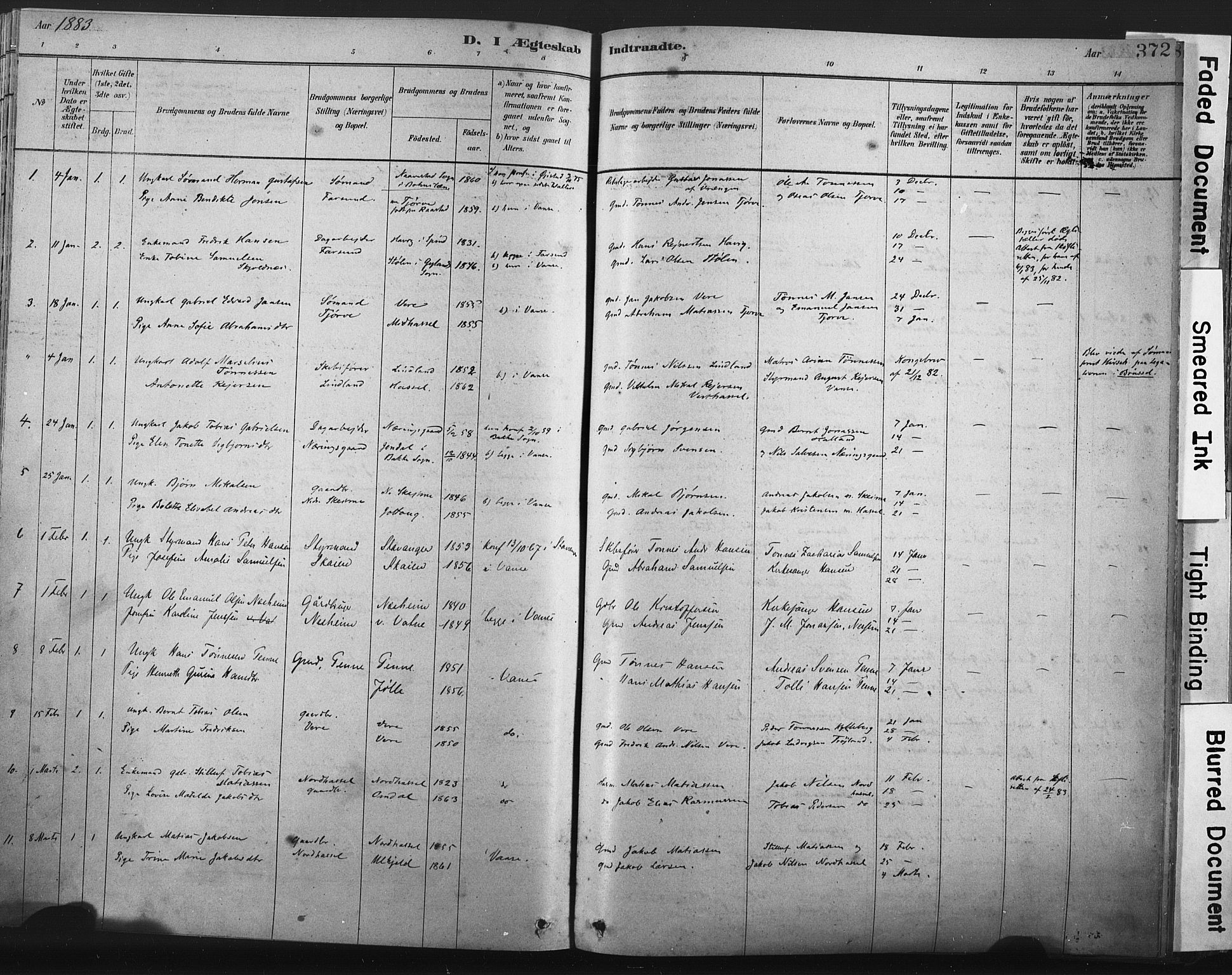 Lista sokneprestkontor, AV/SAK-1111-0027/F/Fa/L0012: Parish register (official) no. A 12, 1879-1903, p. 372