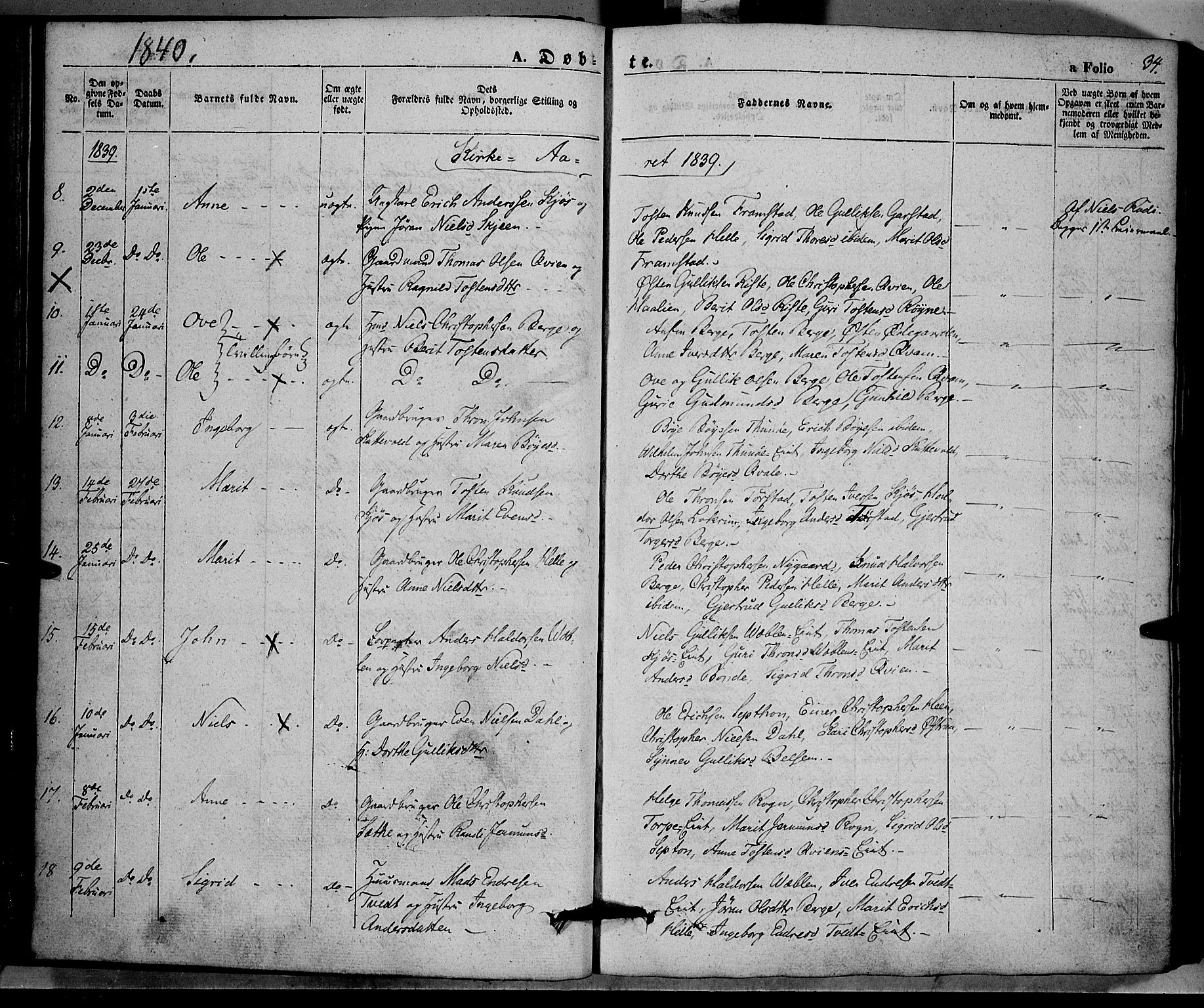 Vang prestekontor, Valdres, SAH/PREST-140/H/Ha/L0005: Parish register (official) no. 5, 1831-1845, p. 34