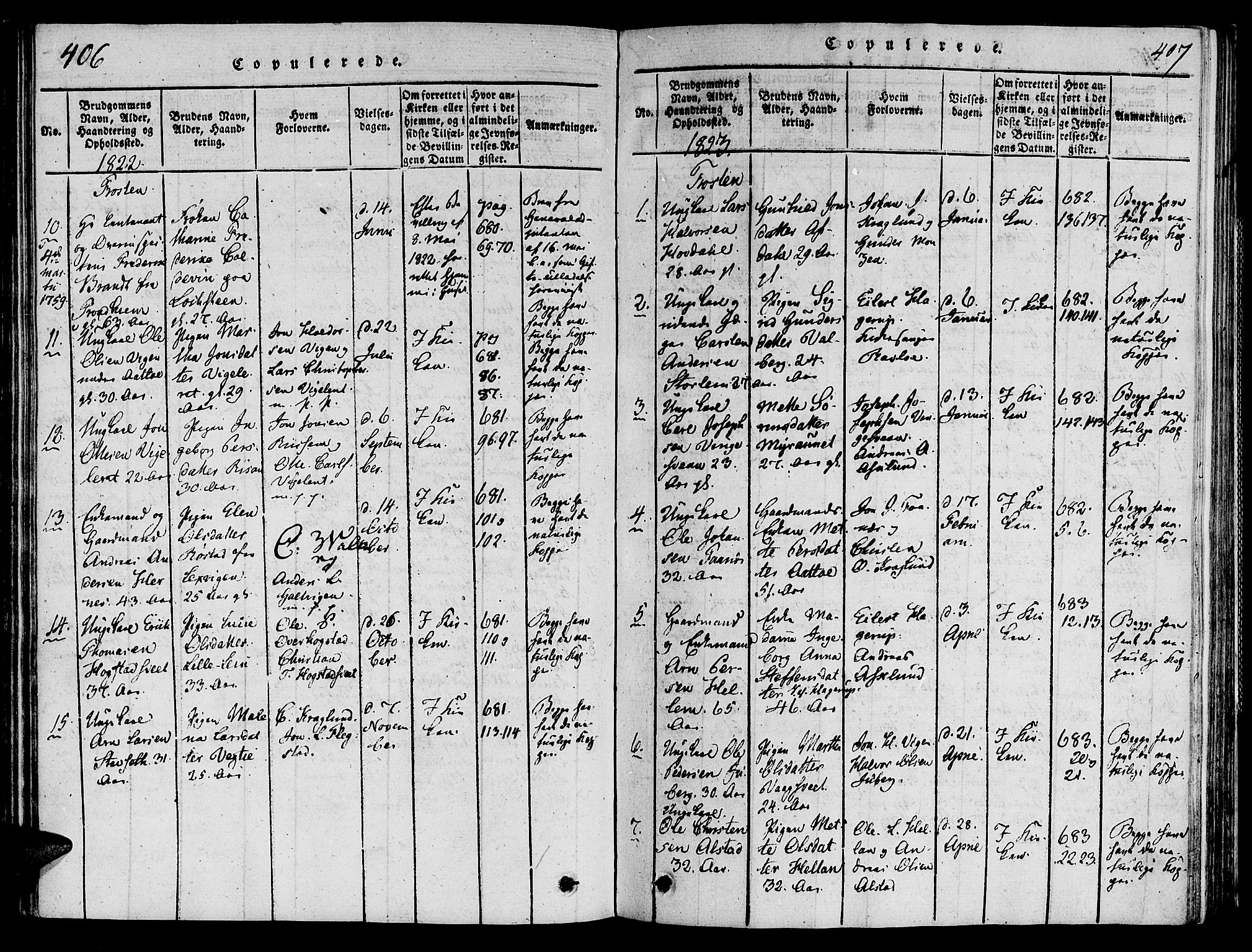 Ministerialprotokoller, klokkerbøker og fødselsregistre - Nord-Trøndelag, SAT/A-1458/713/L0112: Parish register (official) no. 713A04 /1, 1817-1827, p. 406-407