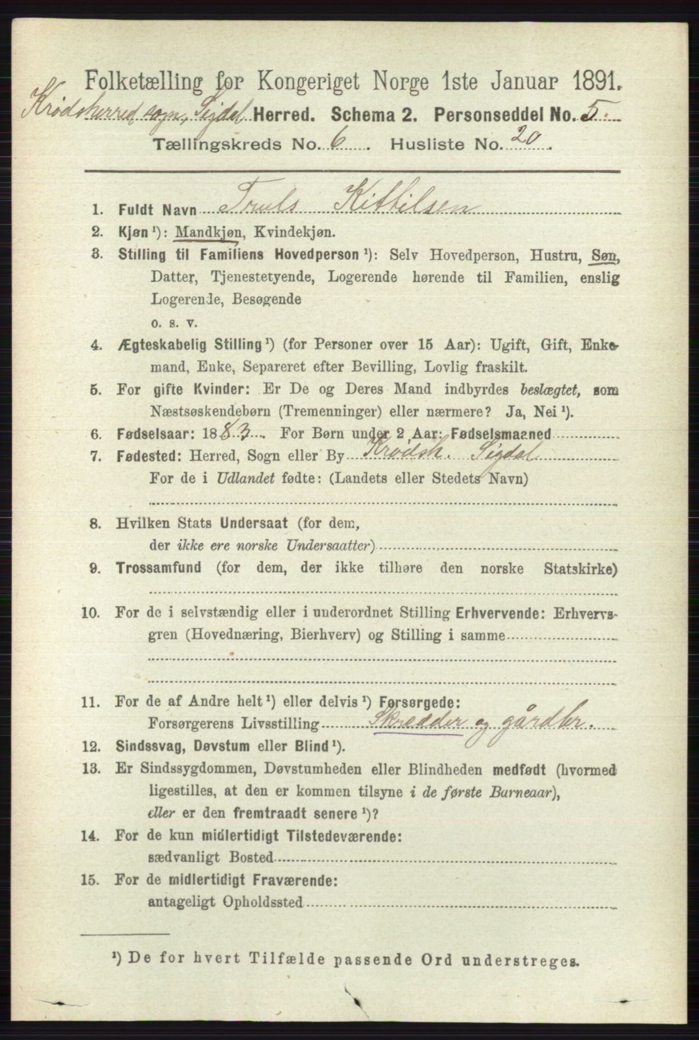 RA, 1891 census for 0621 Sigdal, 1891, p. 6767