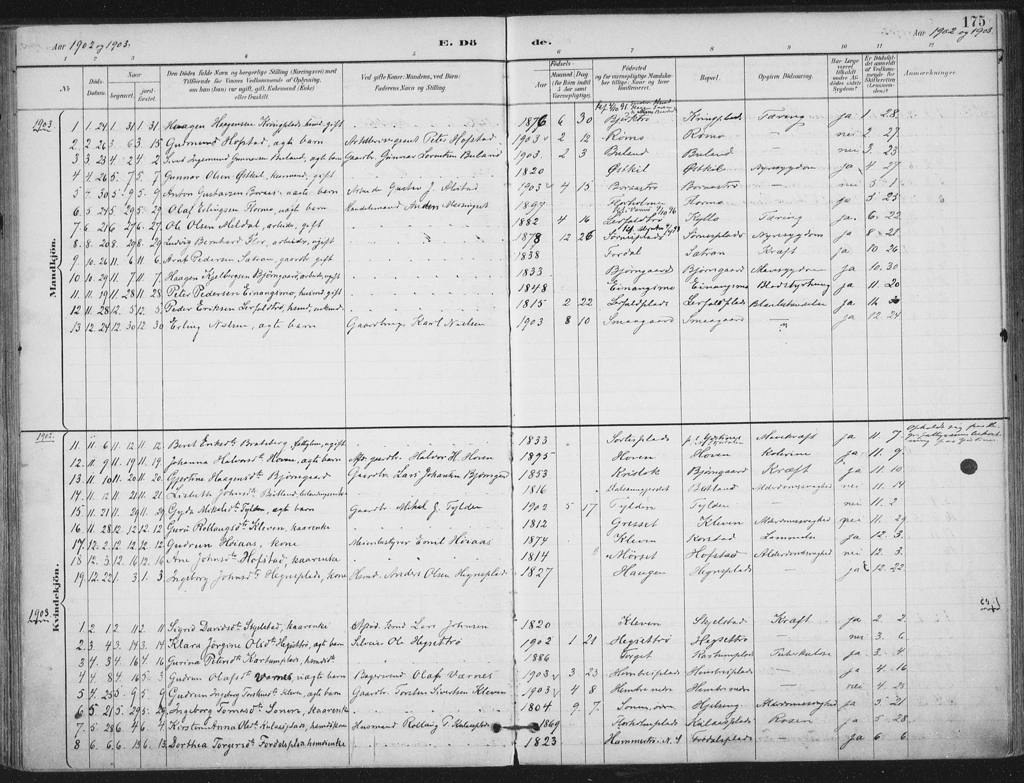 Ministerialprotokoller, klokkerbøker og fødselsregistre - Nord-Trøndelag, AV/SAT-A-1458/703/L0031: Parish register (official) no. 703A04, 1893-1914, p. 175