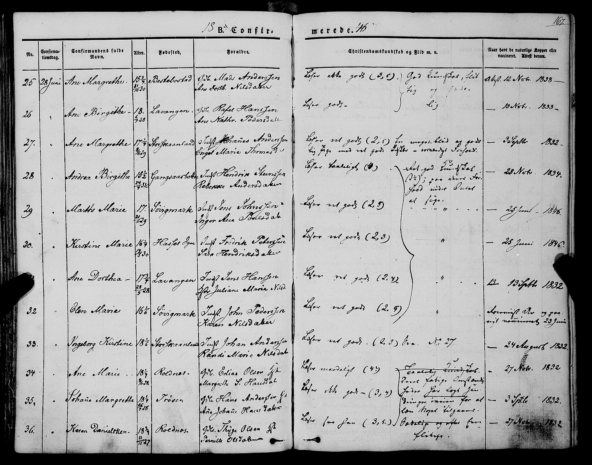 Trondenes sokneprestkontor, AV/SATØ-S-1319/H/Ha/L0009kirke: Parish register (official) no. 9, 1841-1852, p. 167