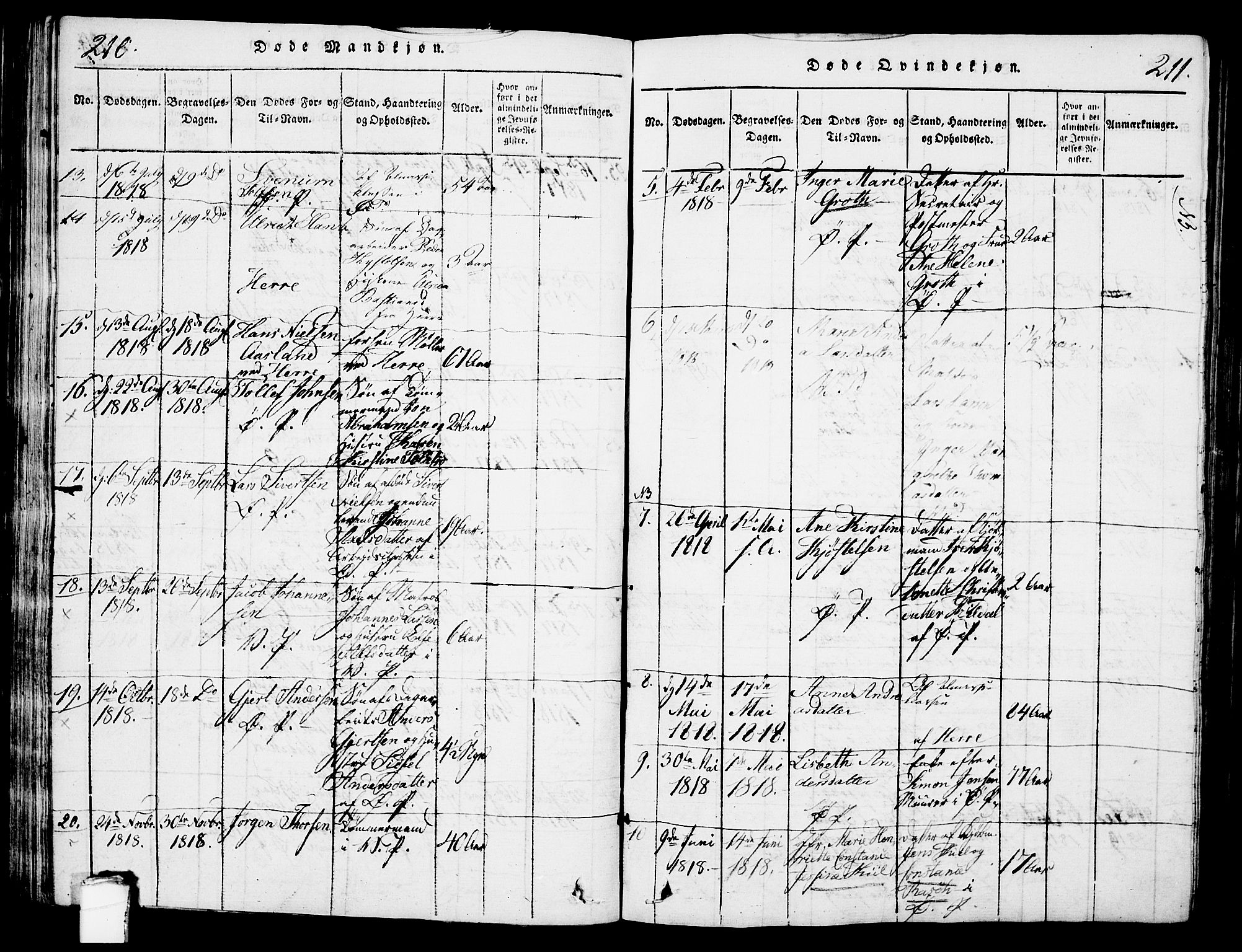 Porsgrunn kirkebøker , AV/SAKO-A-104/G/Gb/L0001: Parish register (copy) no. II 1, 1817-1828, p. 210-211