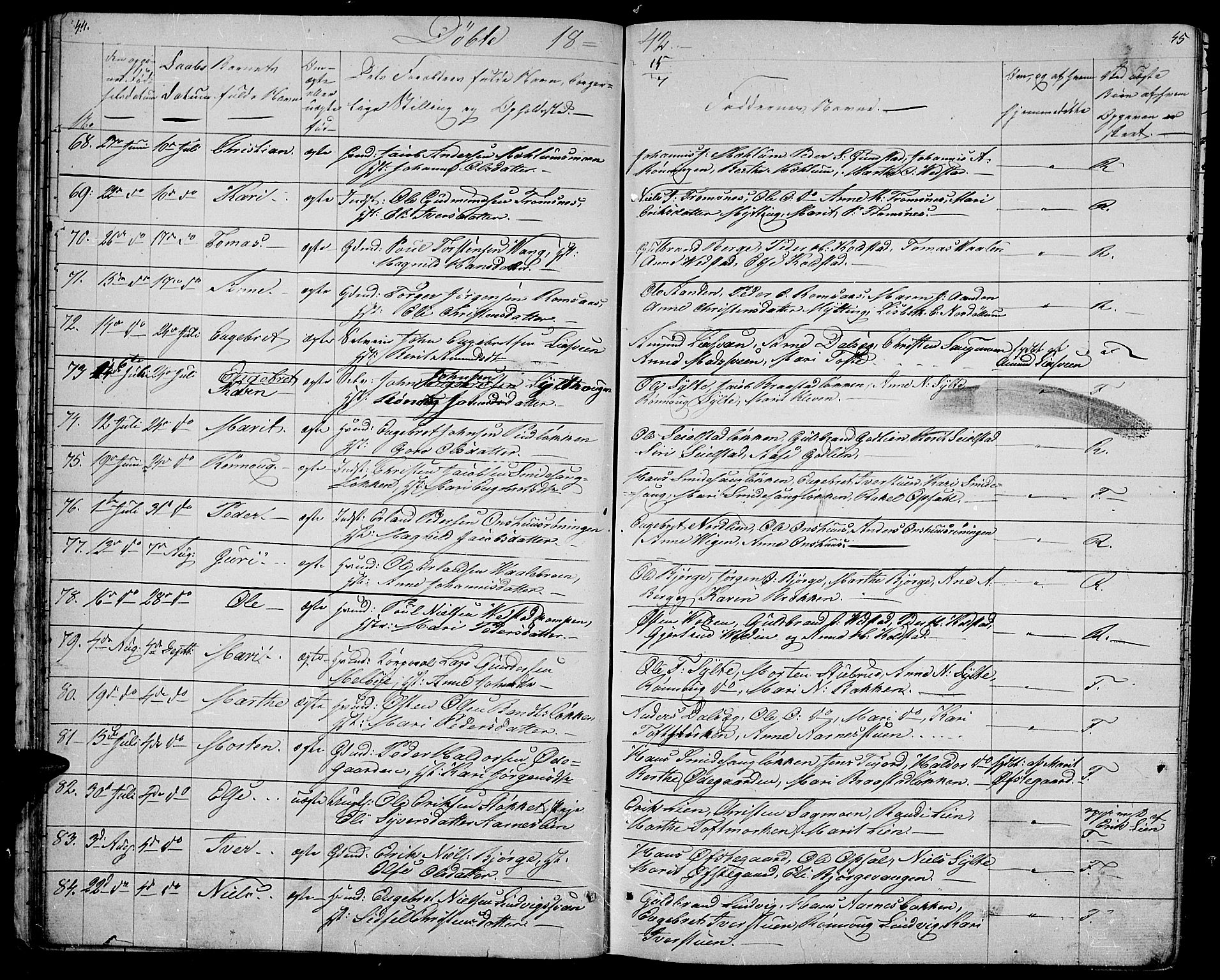 Ringebu prestekontor, AV/SAH-PREST-082/H/Ha/Hab/L0002: Parish register (copy) no. 2, 1839-1853, p. 44-45