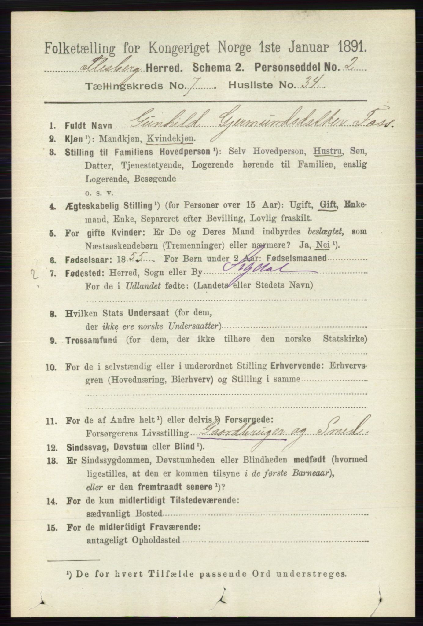 RA, 1891 census for 0631 Flesberg, 1891, p. 1318