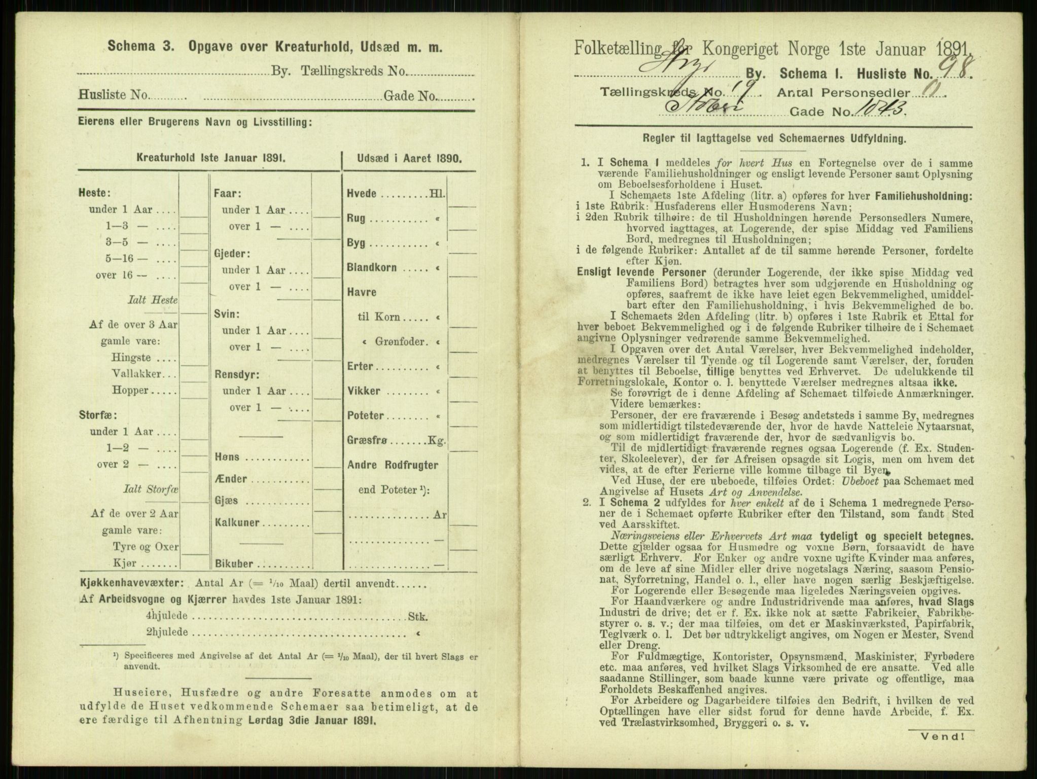 RA, 1891 census for 1103 Stavanger, 1891, p. 3783