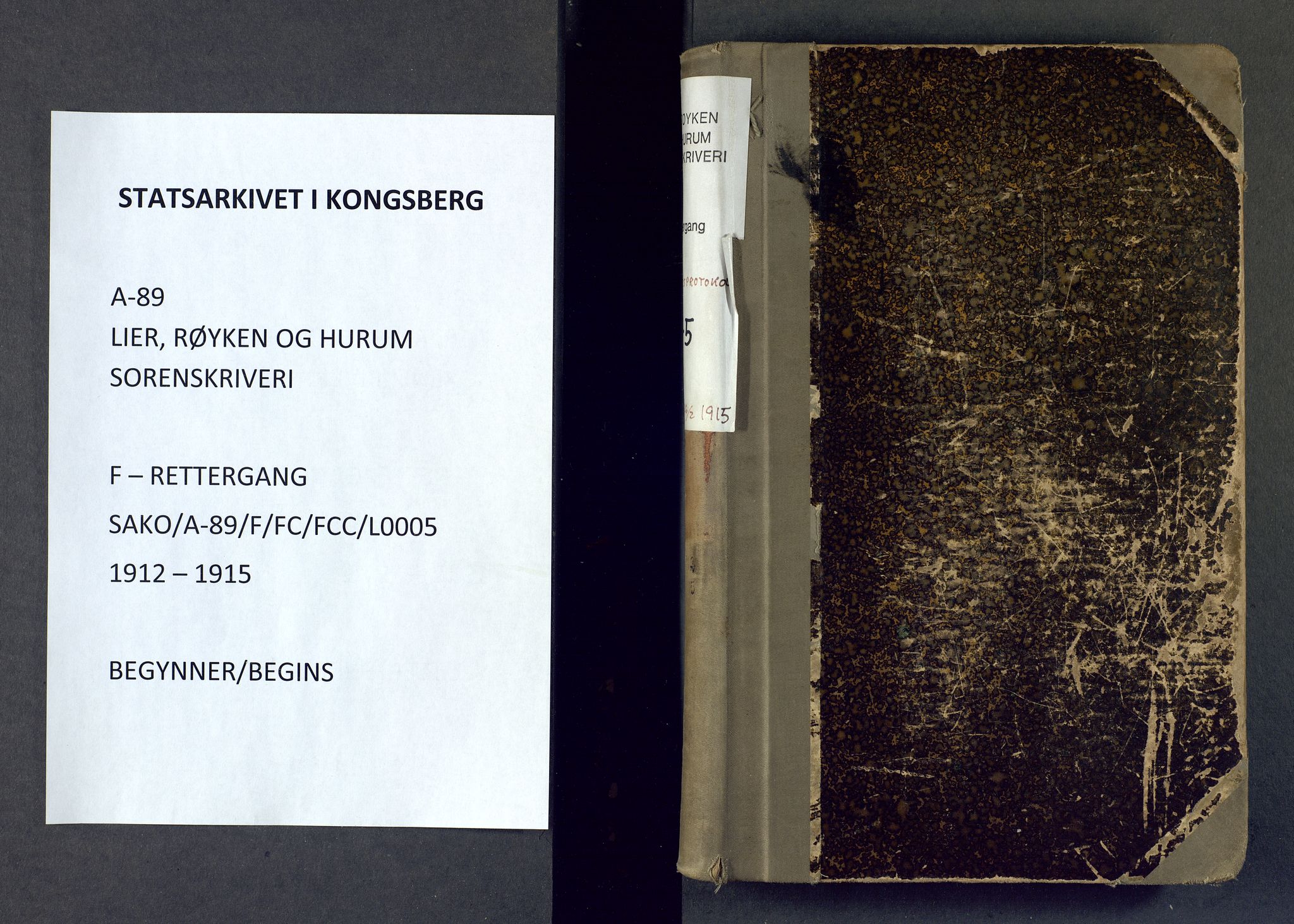 Lier, Røyken og Hurum sorenskriveri, SAKO/A-89/F/Fc/Fcc/L0005: Ekstrarettsprotokoll, 1912-1915