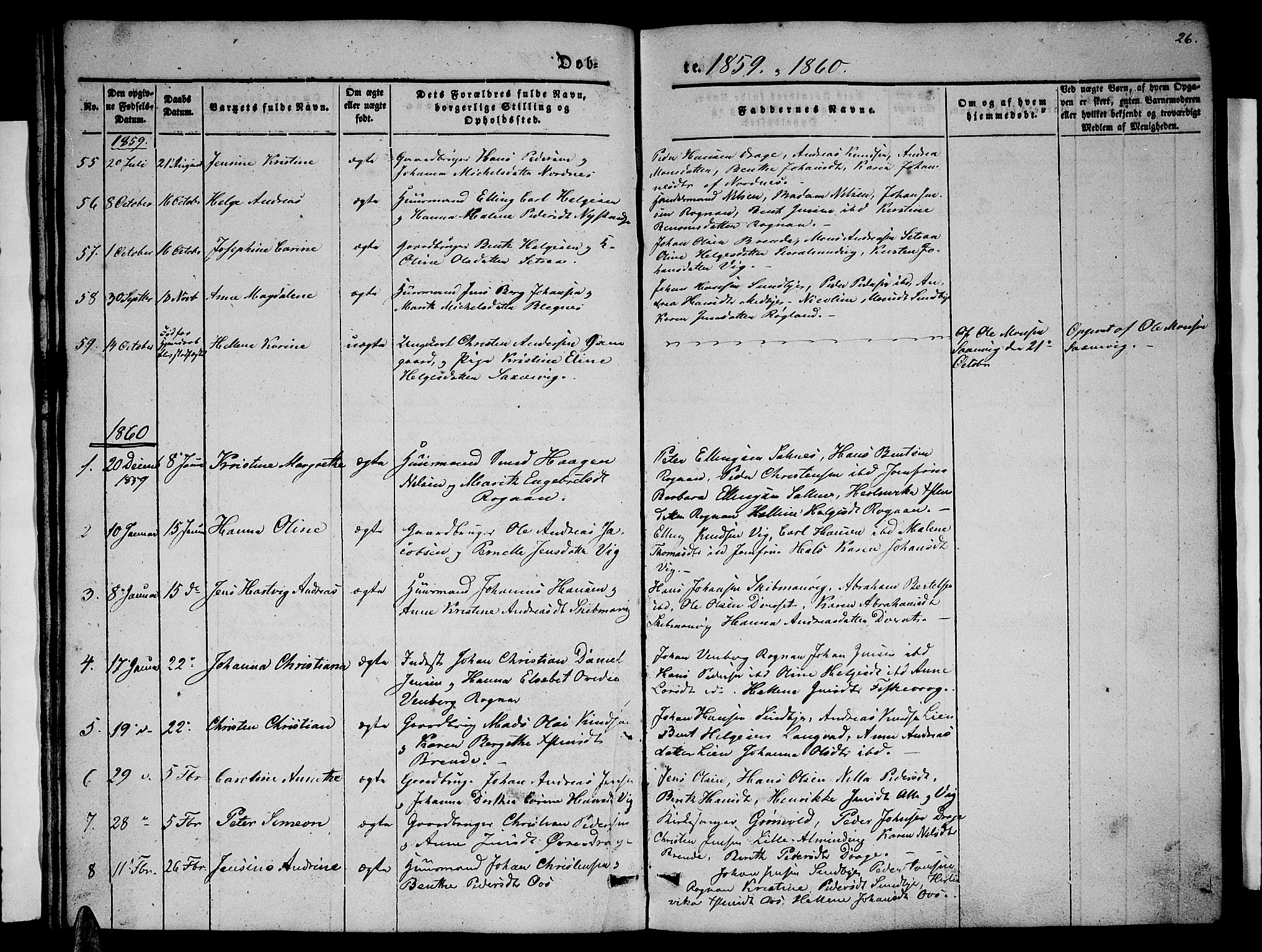 Ministerialprotokoller, klokkerbøker og fødselsregistre - Nordland, SAT/A-1459/847/L0678: Parish register (copy) no. 847C06, 1854-1870, p. 26