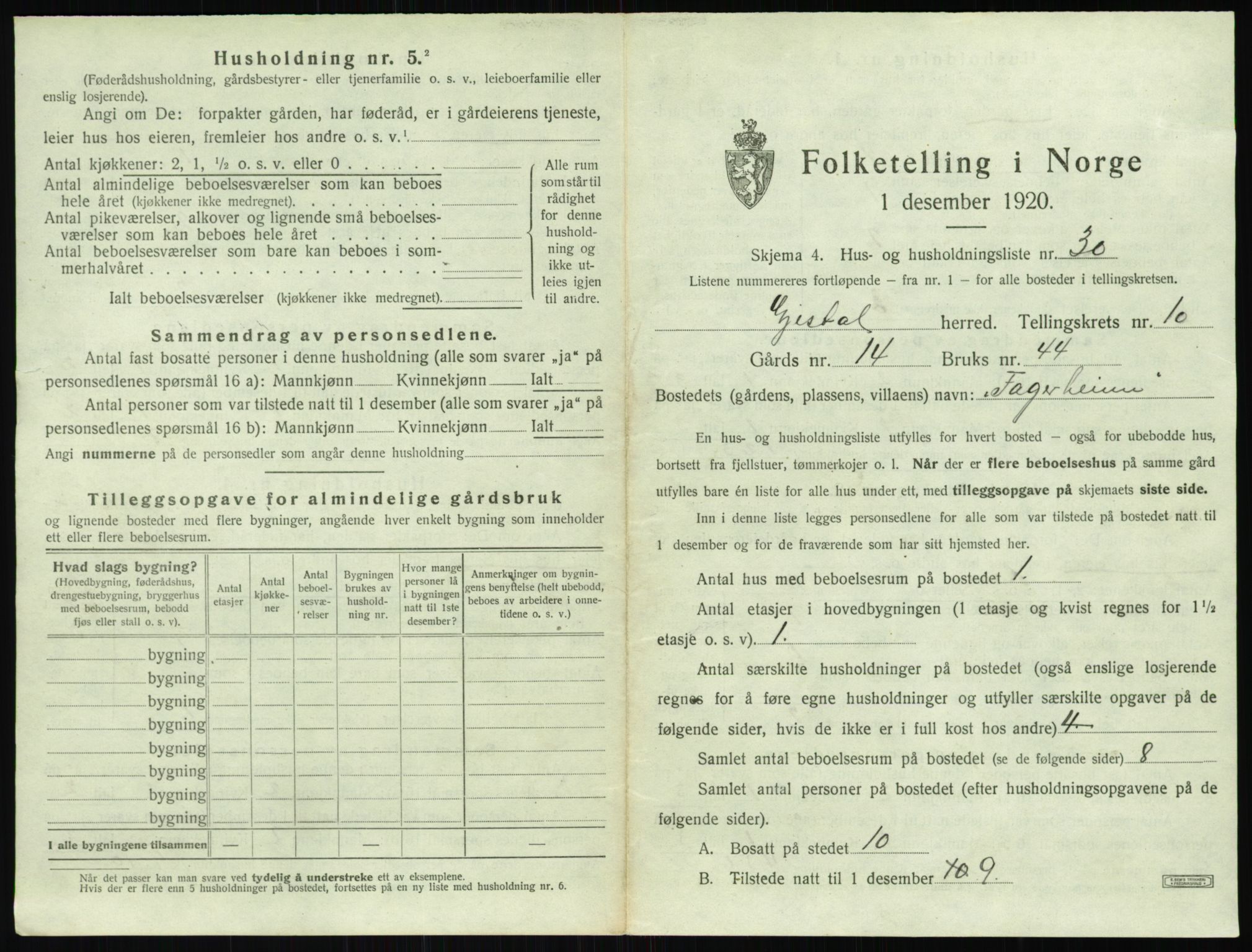 SAST, 1920 census for Gjesdal, 1920, p. 682