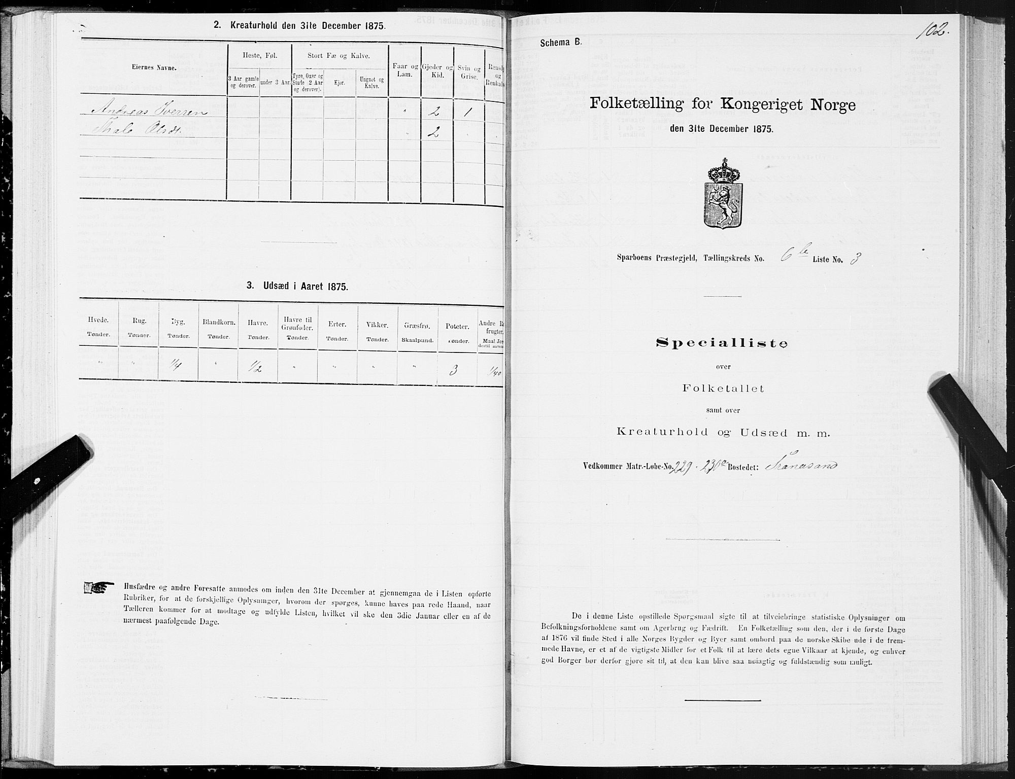 SAT, 1875 census for 1731P Sparbu, 1875, p. 3102