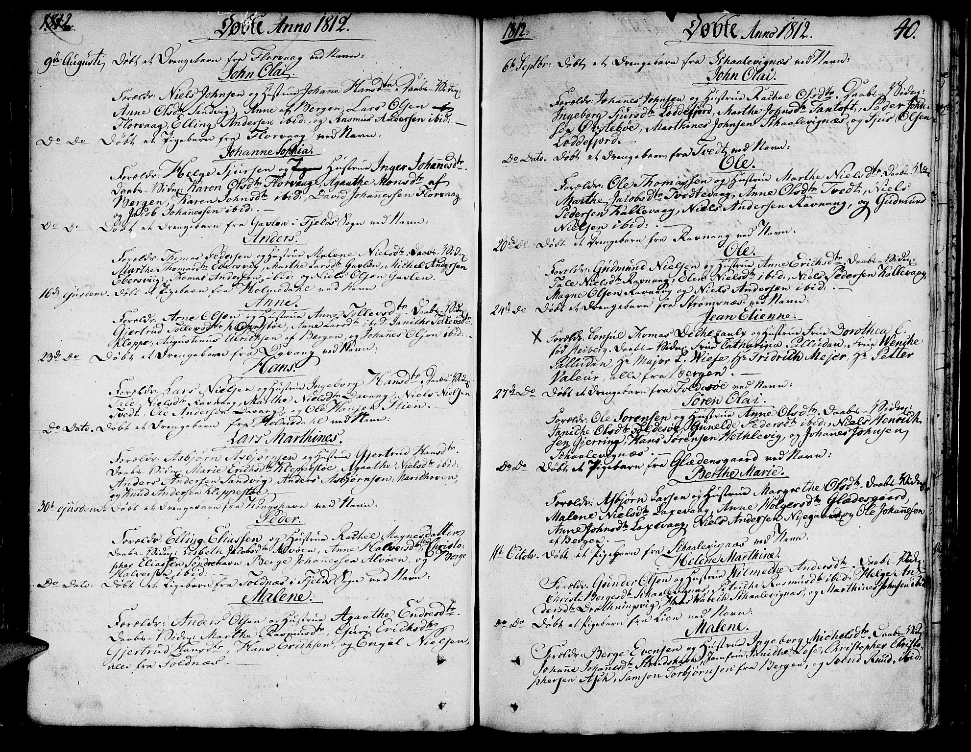 Askøy Sokneprestembete, AV/SAB-A-74101/H/Ha/Haa/Haaa/L0002: Parish register (official) no. A 2, 1801-1818, p. 40