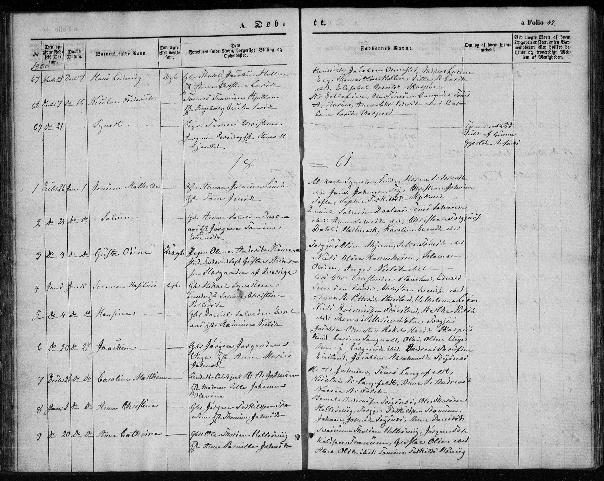 Søgne sokneprestkontor, AV/SAK-1111-0037/F/Fa/Fab/L0010: Parish register (official) no. A 10, 1853-1869, p. 47