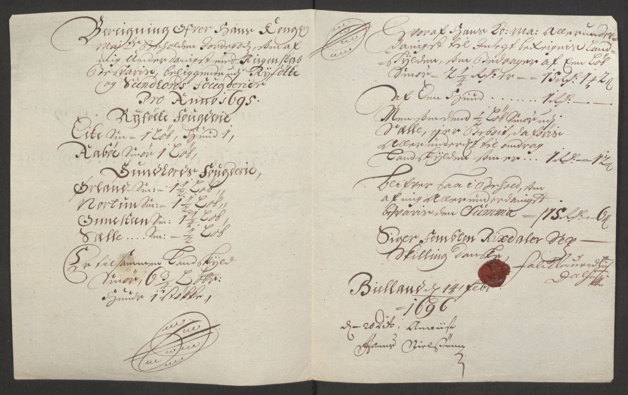 Rentekammeret inntil 1814, Reviderte regnskaper, Fogderegnskap, RA/EA-4092/R48/L2976: Fogderegnskap Sunnhordland og Hardanger, 1695-1696, p. 91
