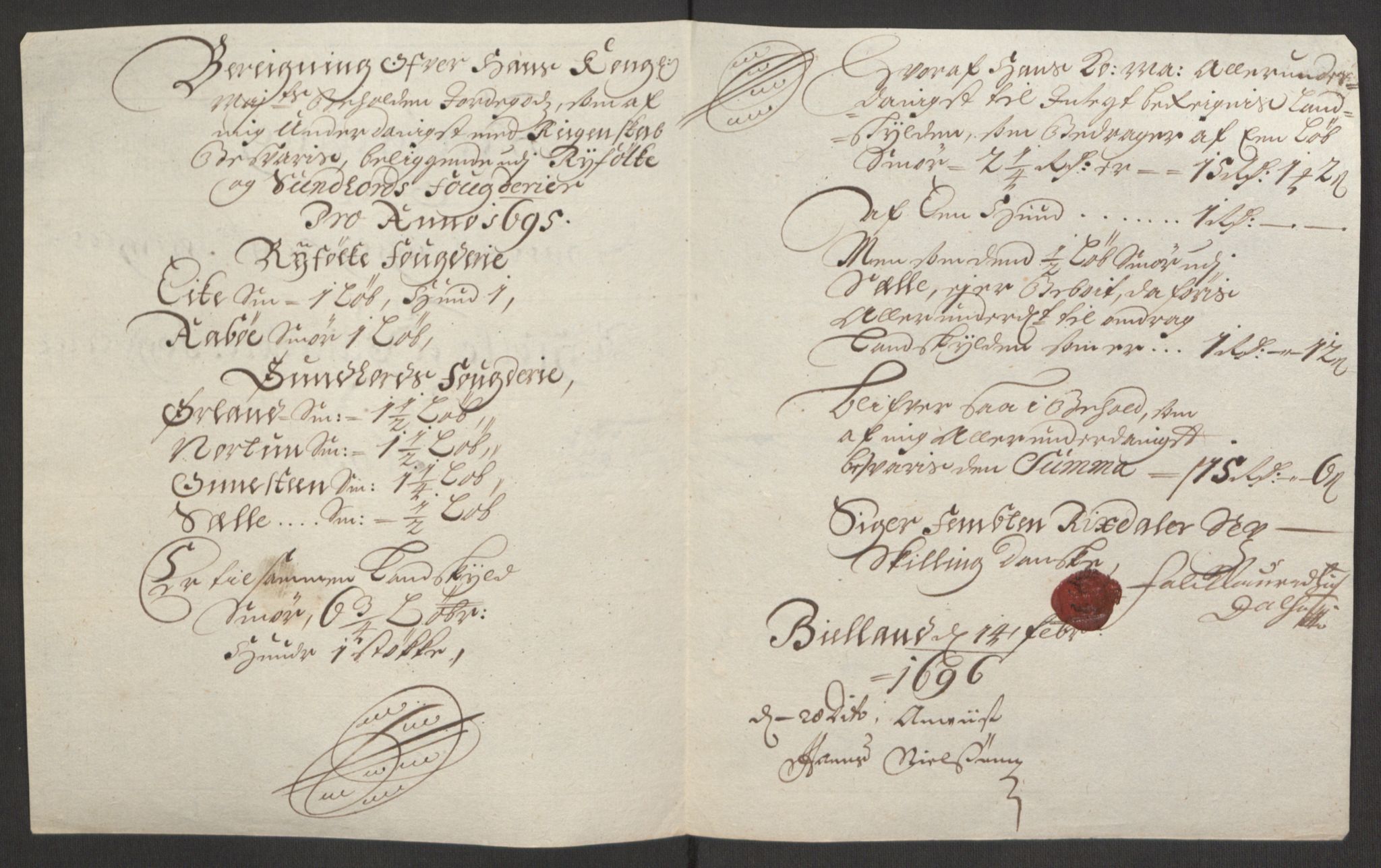 Rentekammeret inntil 1814, Reviderte regnskaper, Fogderegnskap, AV/RA-EA-4092/R48/L2976: Fogderegnskap Sunnhordland og Hardanger, 1695-1696, p. 91