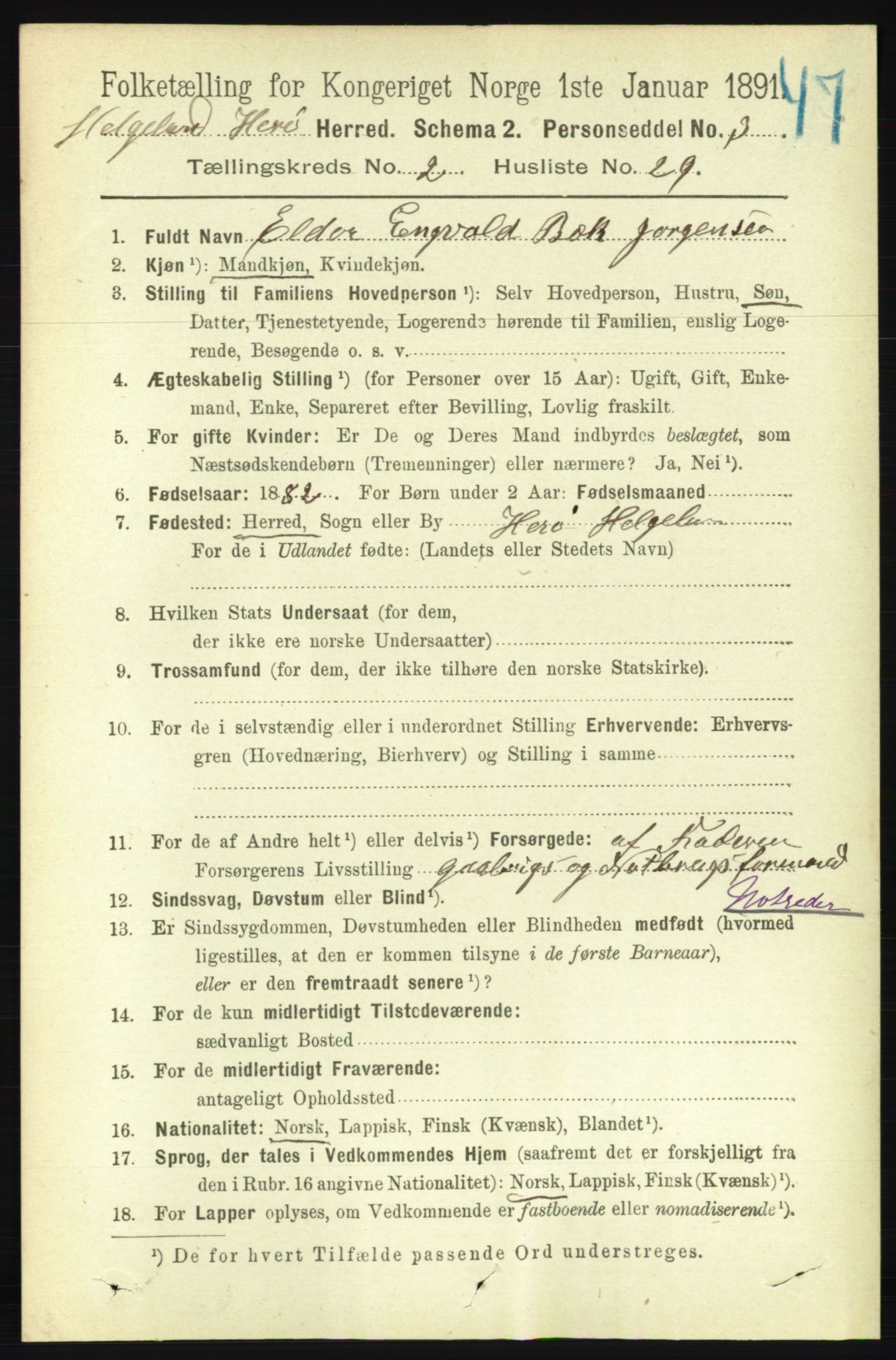 RA, 1891 census for 1818 Herøy, 1891, p. 437